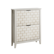 Logidon 80 cm vintage schoenenkast wit met 2 inklapbare lades