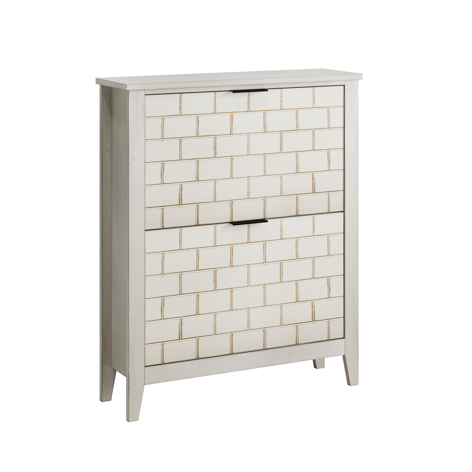 Logidon 80 cm vintage schoenenkast wit met 2 inklapbare lades