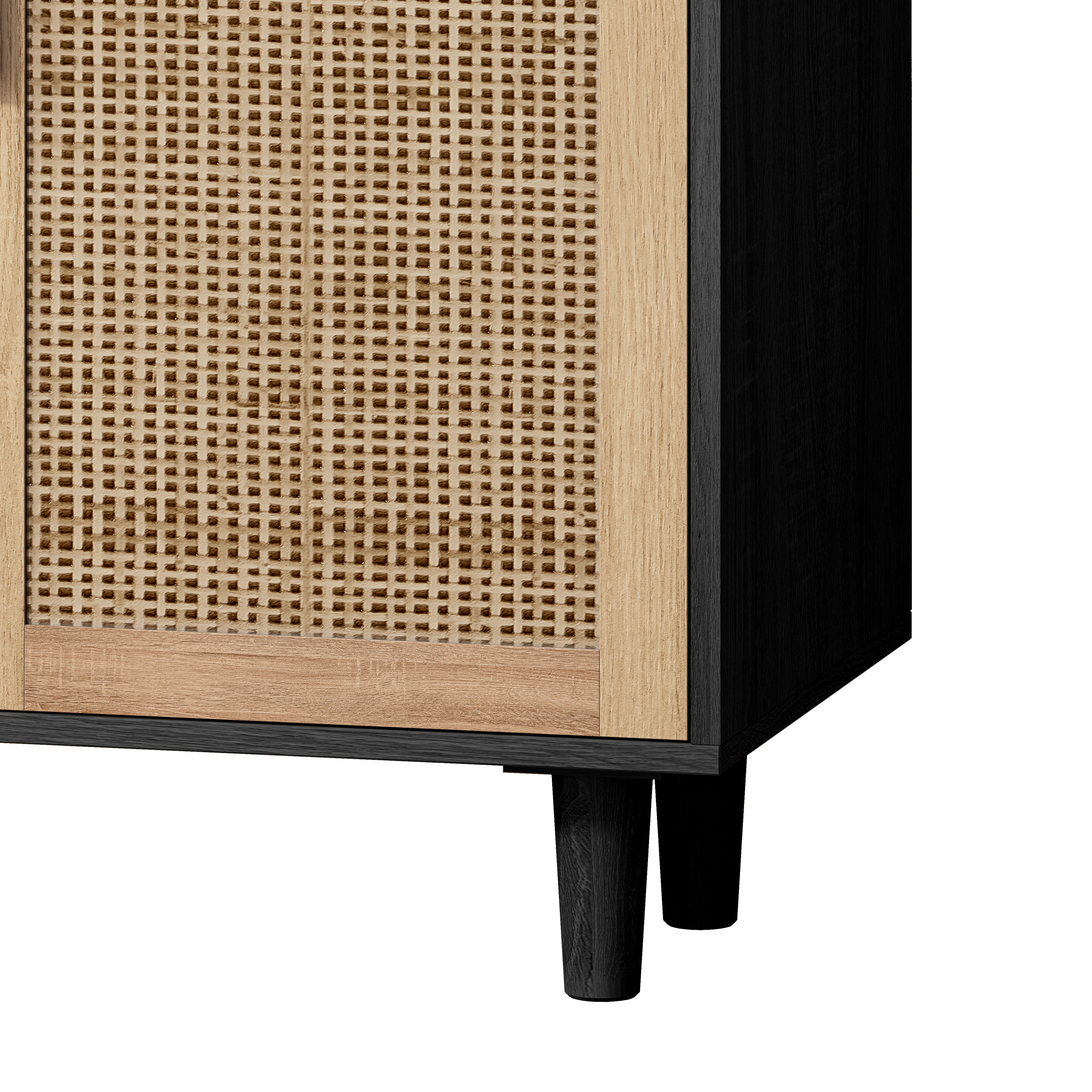 Logidon 158 cm elegante rotan opbergkast met 4 deuren zwart