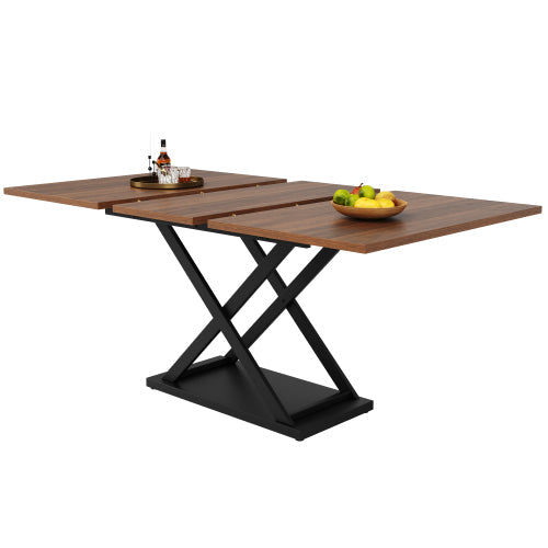 Logidon eettafel telescopisch 120-160 x 80 cm walnoot blad zwarte poten