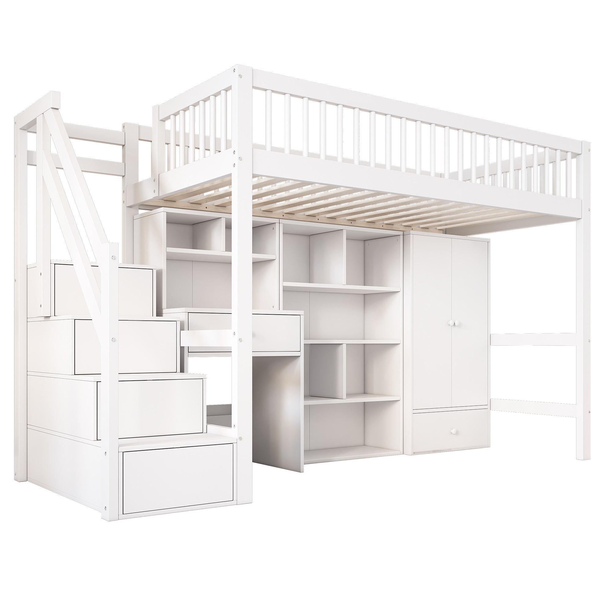 Logidon Kinderbed Loft Met Bureau Opbergruimte 90x200 Wit