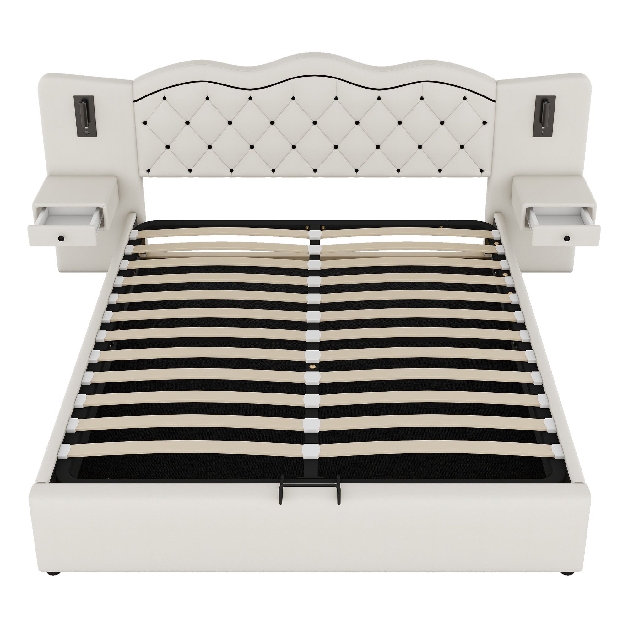 Logidon 180x200 beige plat bed met gestoffeerd hoofdeinde