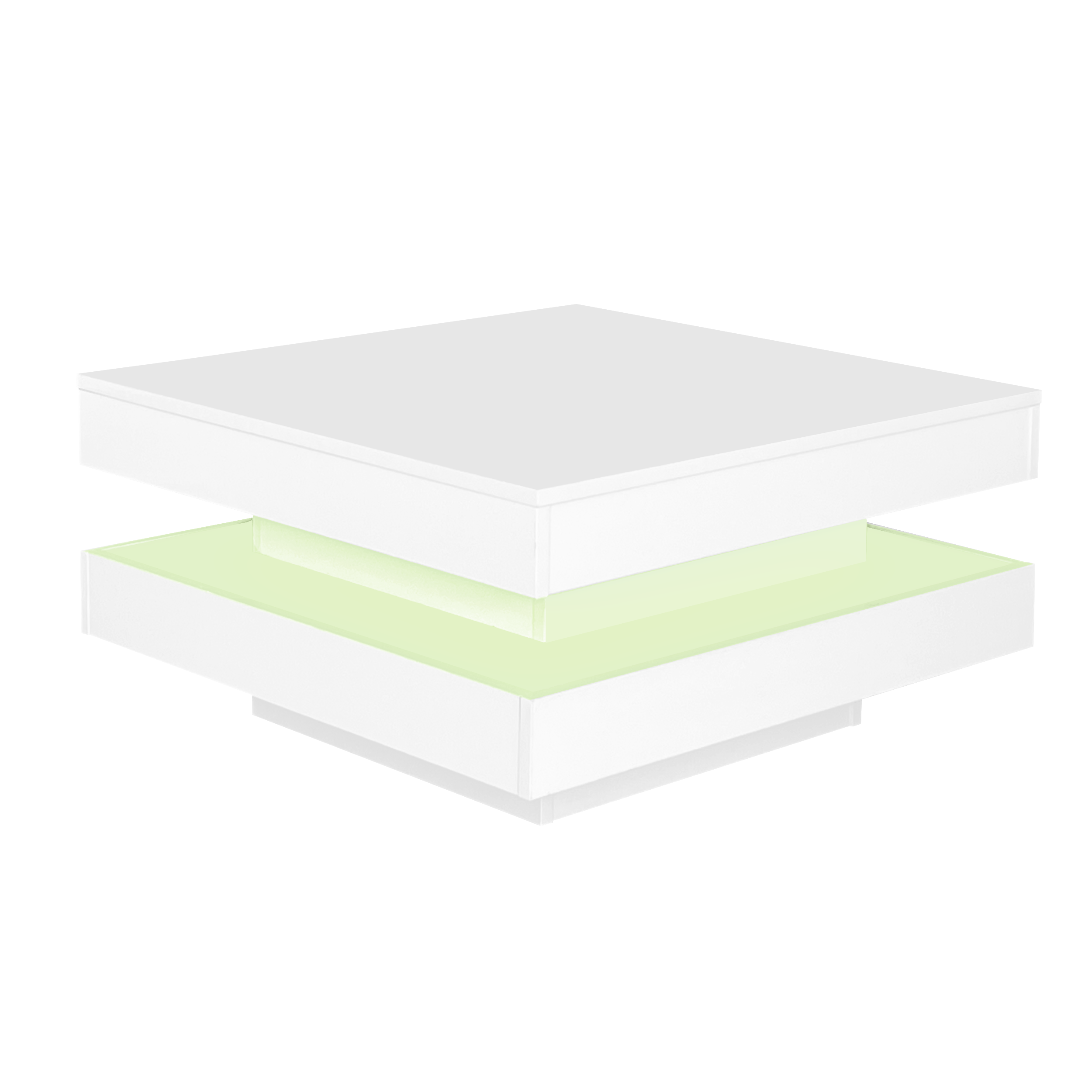 Logidon witte hoogglans salontafel 70x70x36 cm met draaiplaat en 16-kleuren LED