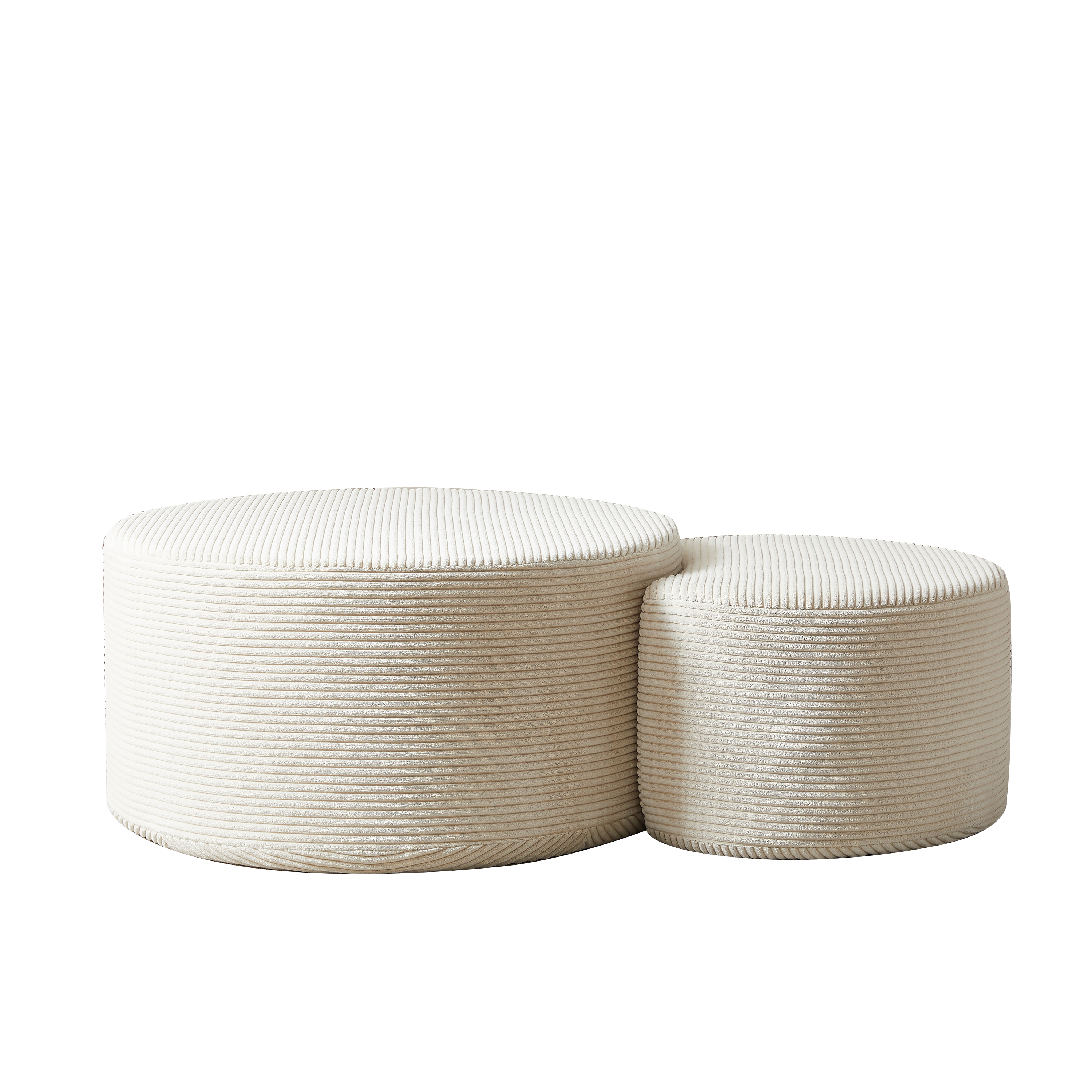 Logidon salontafelset van 2 rond gewatteerde beige stof