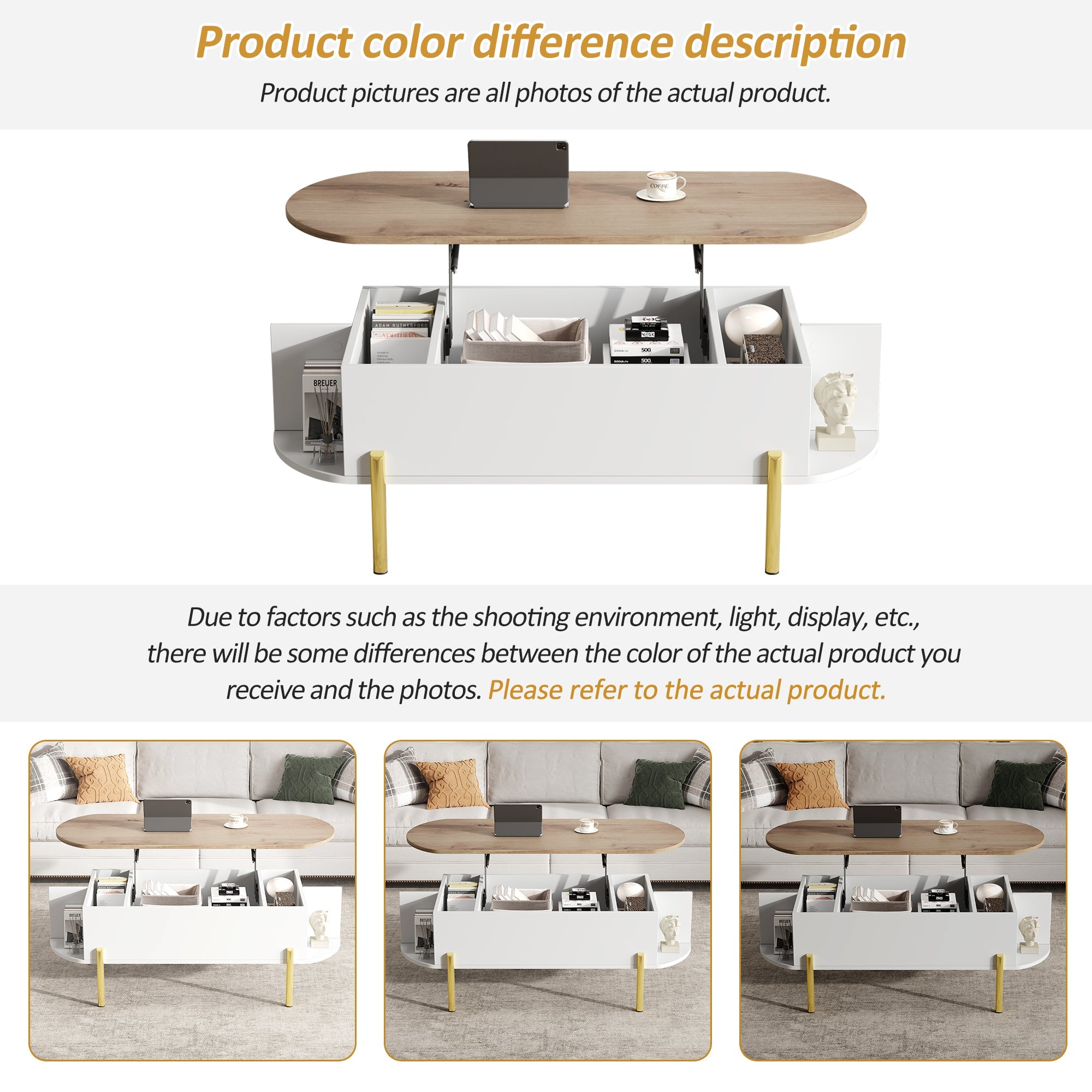 Logidon Verstelbare Salontafel 120x50x43 cm Met Opbergruimte Wit Hout