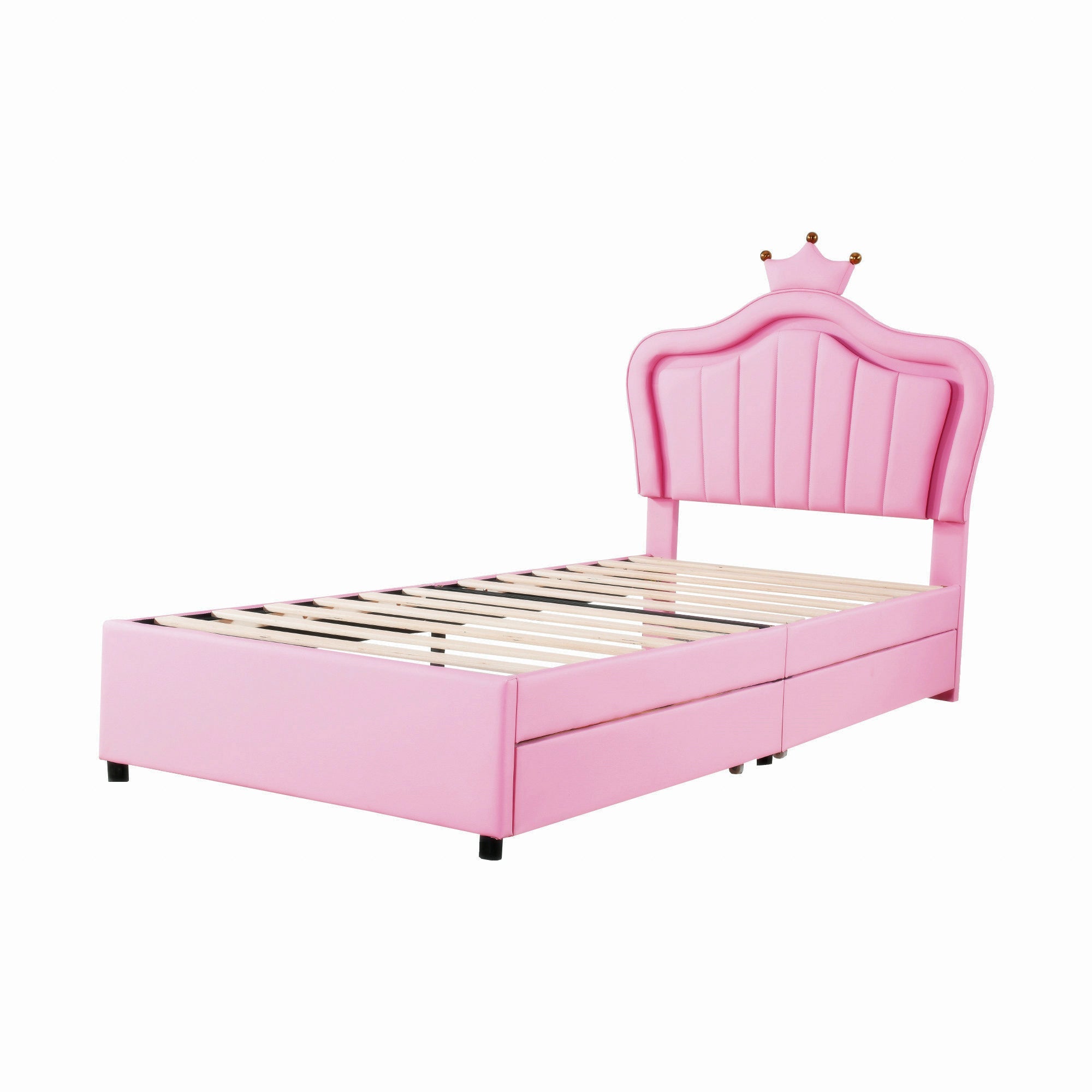 Logidon kinderbed roze 90x200 gestoffeerd bed met LED verlichting