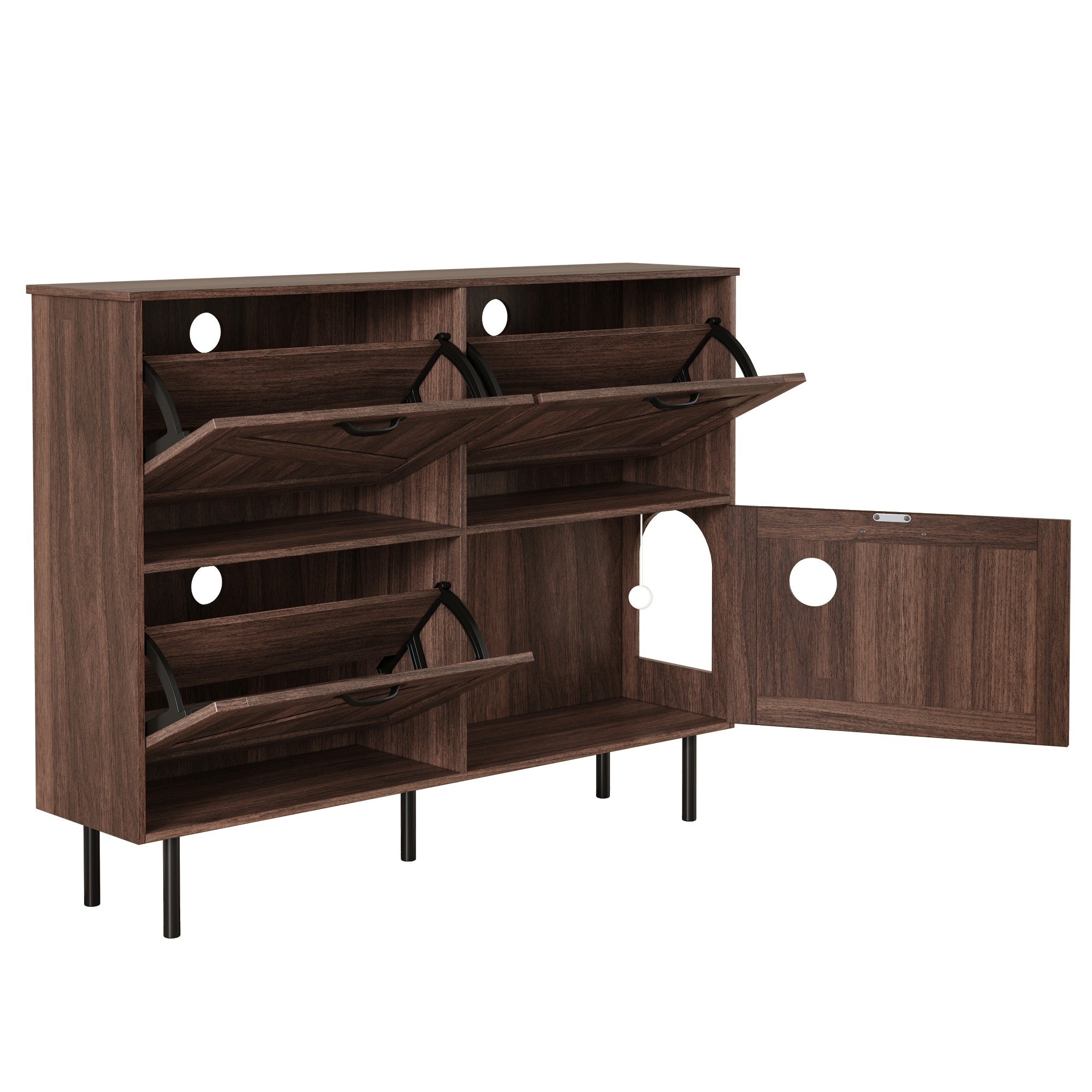 Logidon smalle schoenenkast 120x28x92 cm walnoot bruin 4 deuren