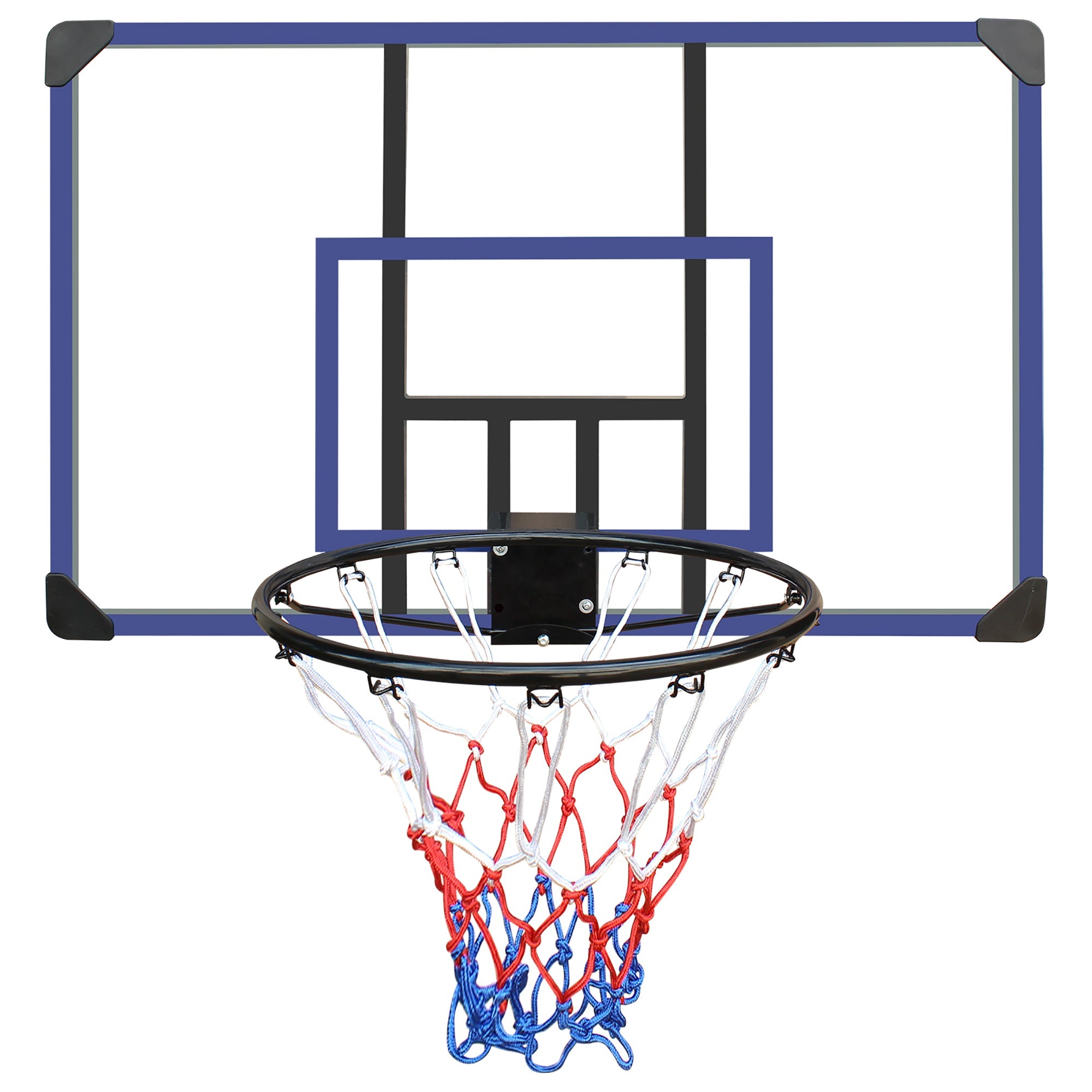 Logidon wandgemonteerde basketbalring, in hoogte verstelbaar, blauw metalen frame