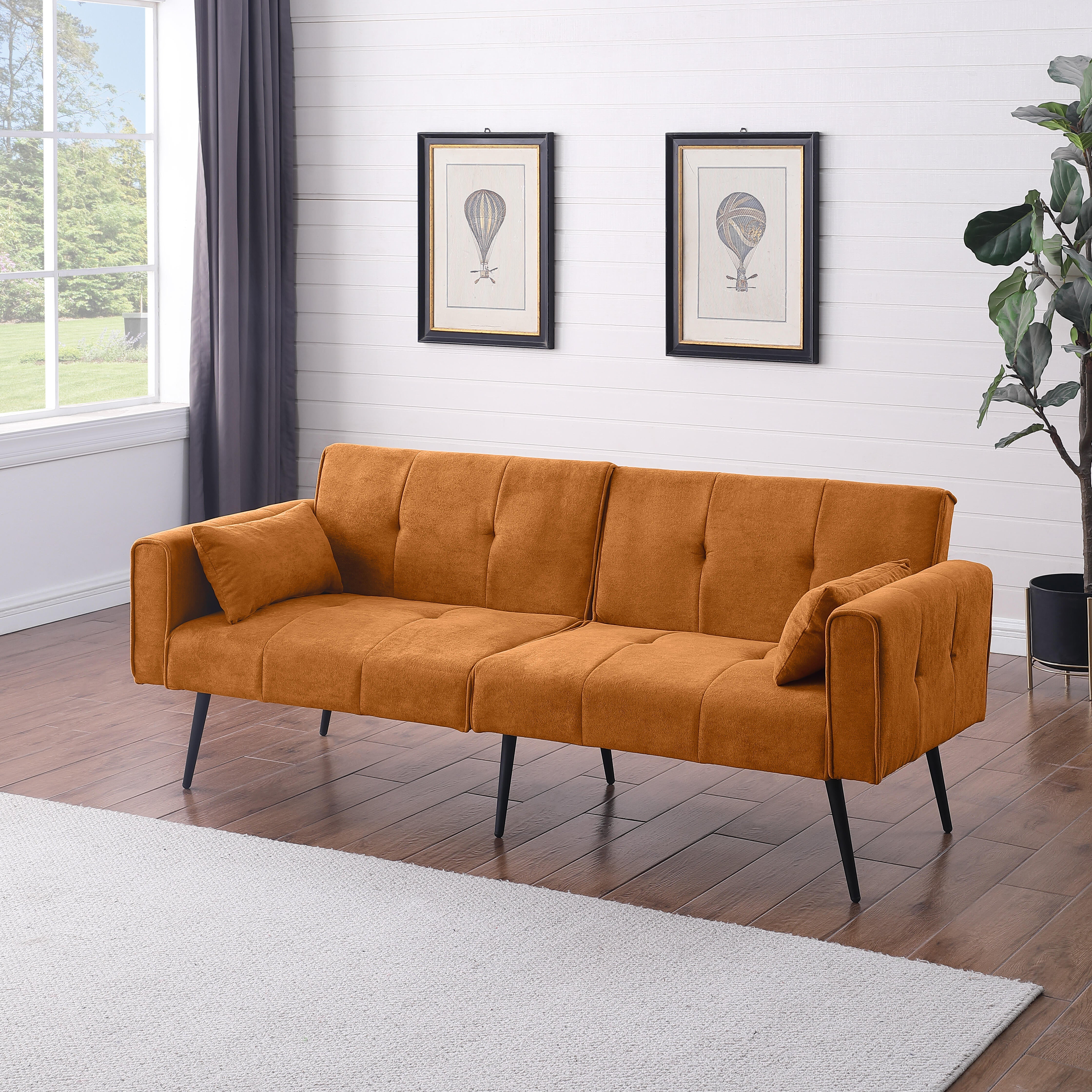 Logidon gele stoffen slaapbank 68 inch modulair voor woonkamer