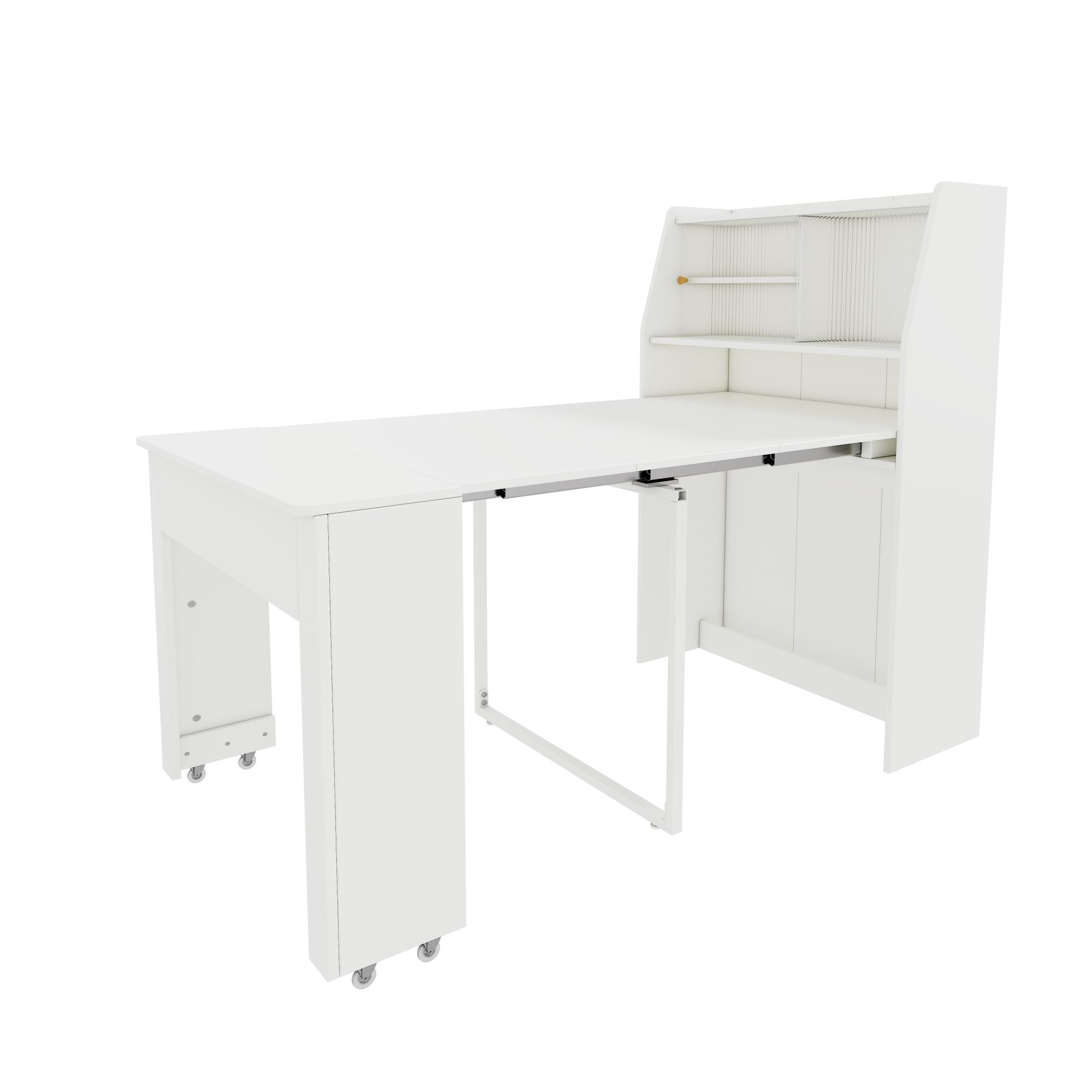 Logidon uitschuifbare eettafel met opbergruimte wit L52/132,5 B80 H76 cm