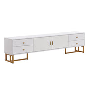 Logidon TV cabinet white with gold handles and feet 175 cm