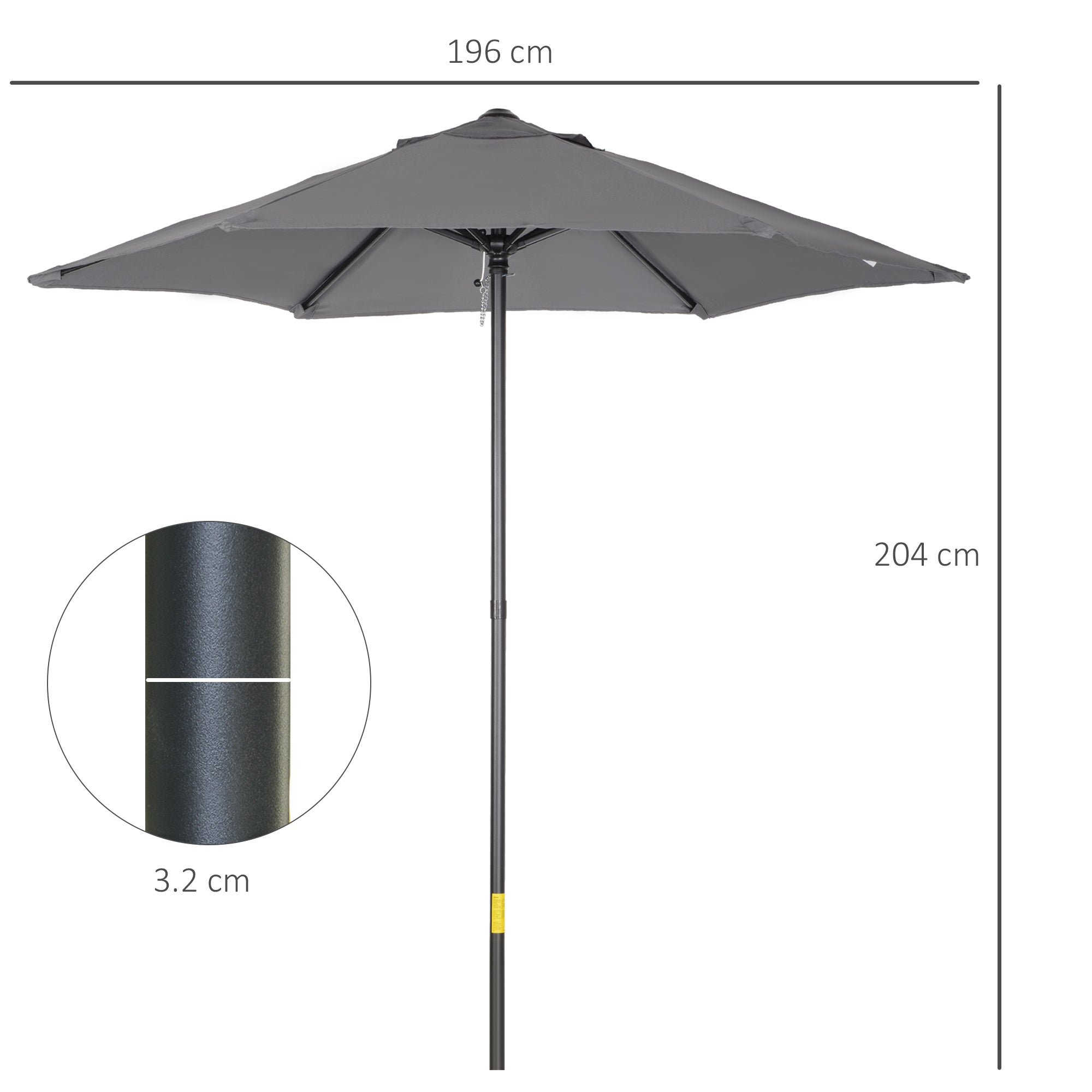 Logidon parasol Ø196 cm donkergrijs draaibaar met klapfunctie