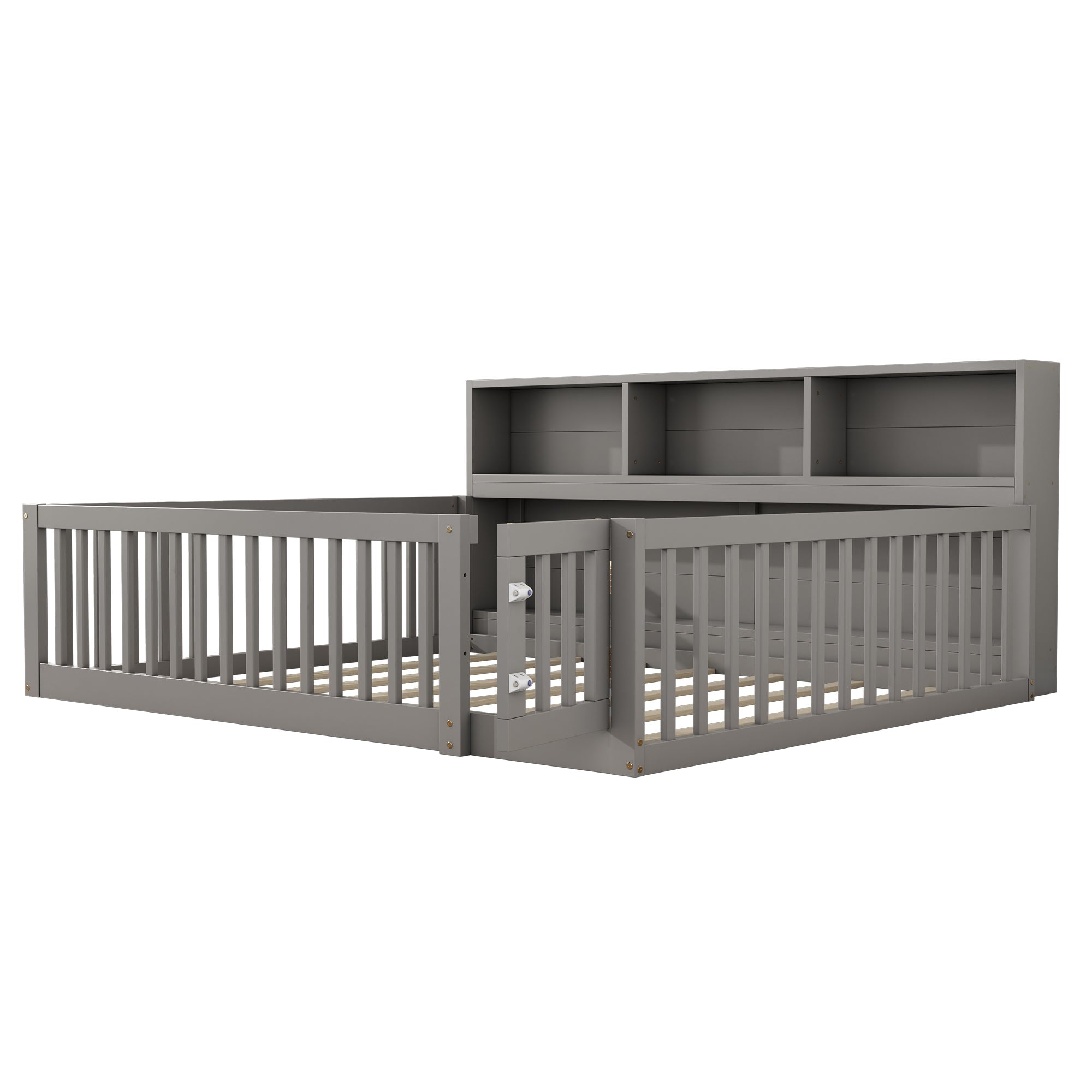 Logidon Daybed 140x200 grijze slaapbank met opbergvak en lattenbodem