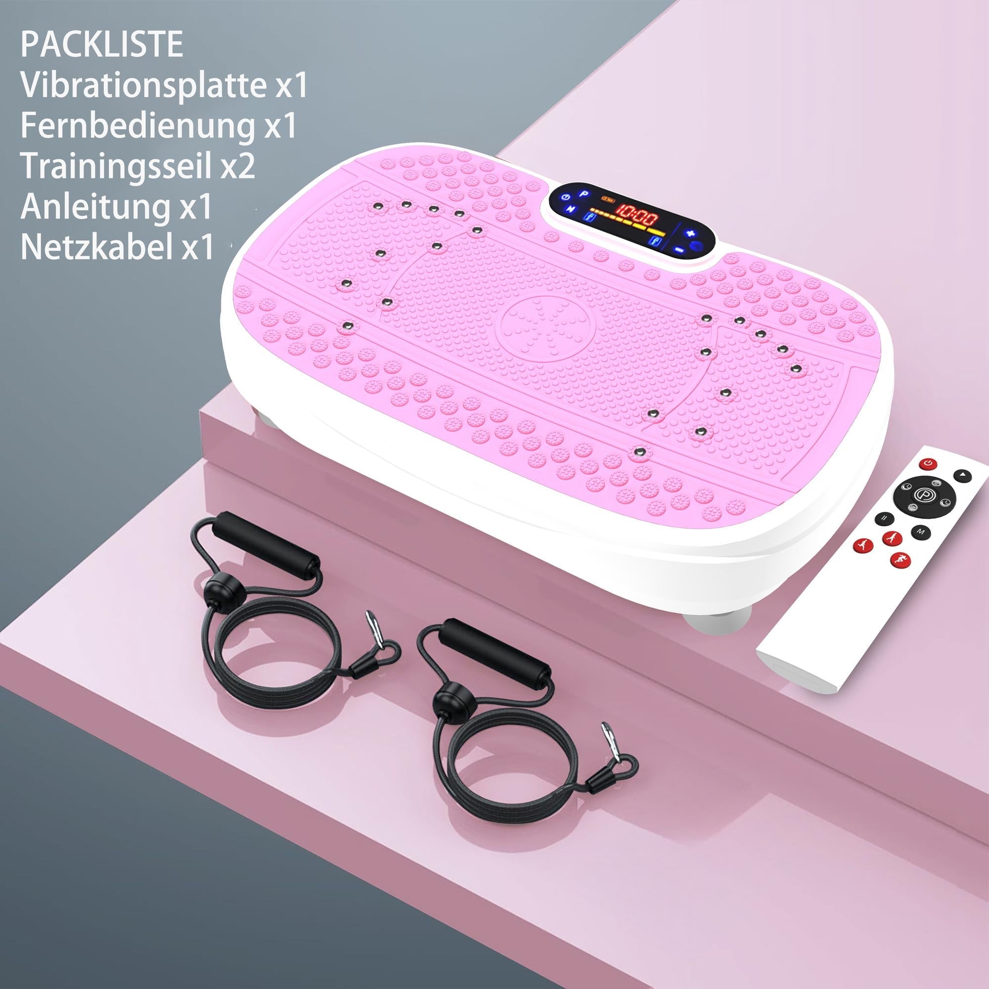 Logidon Vibration Plate Pink Full Body Fitness With Resistance Bands