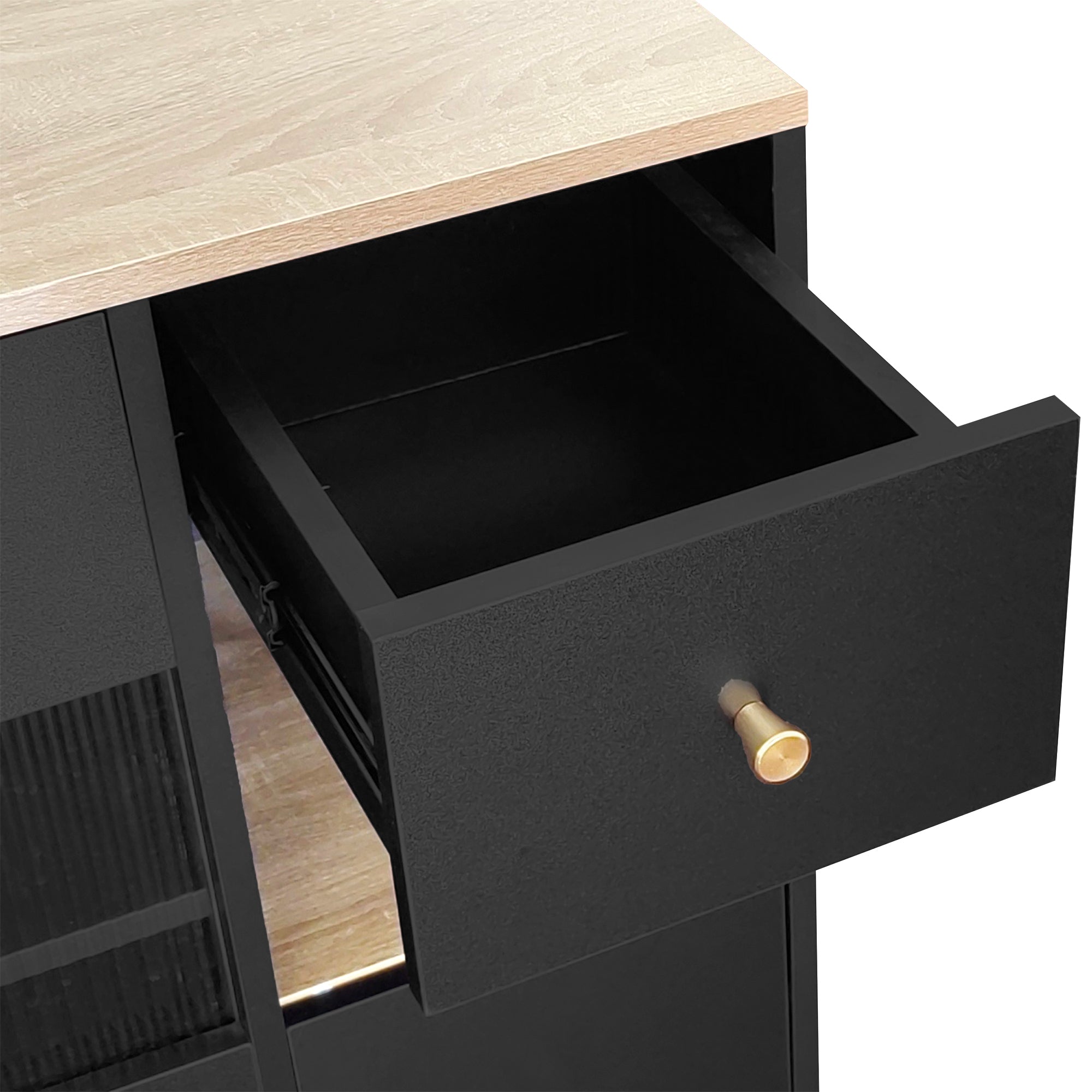 Logidon buffetkast 130x40x80 cm zwart met glazen schuifdeuren LED verlichting