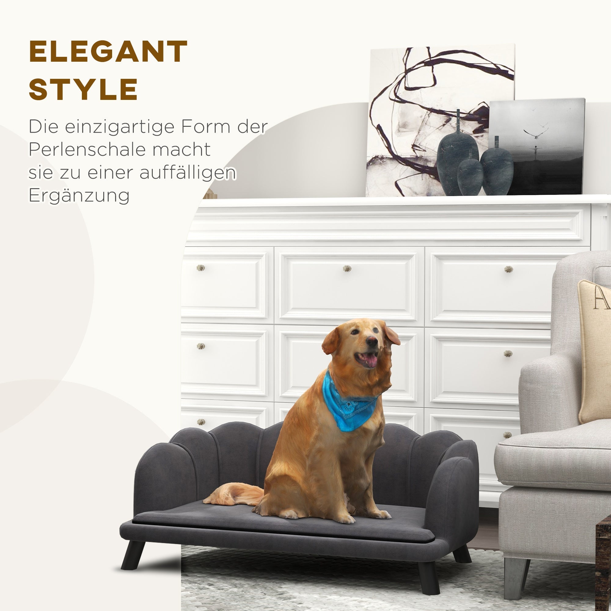 Logidon luxe hondensofa met rugleuning donkergrijs 98,5x60,5x35,5 cm