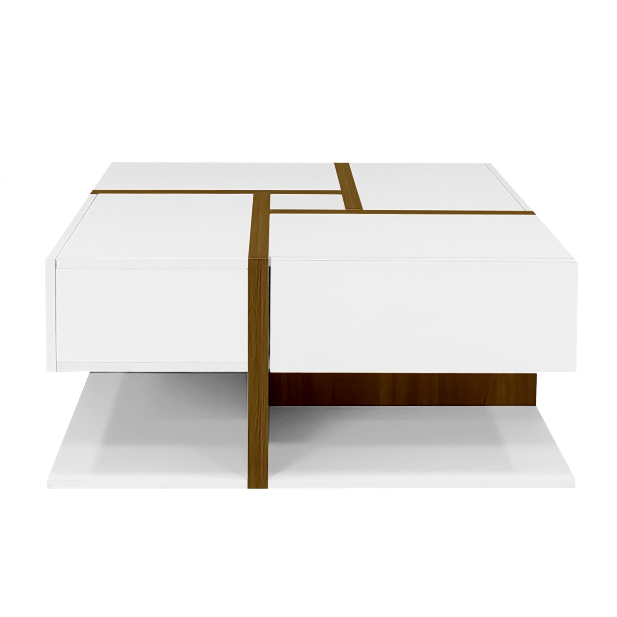 Logidon hoogglans salontafel wit met vier lades 78x78 cm