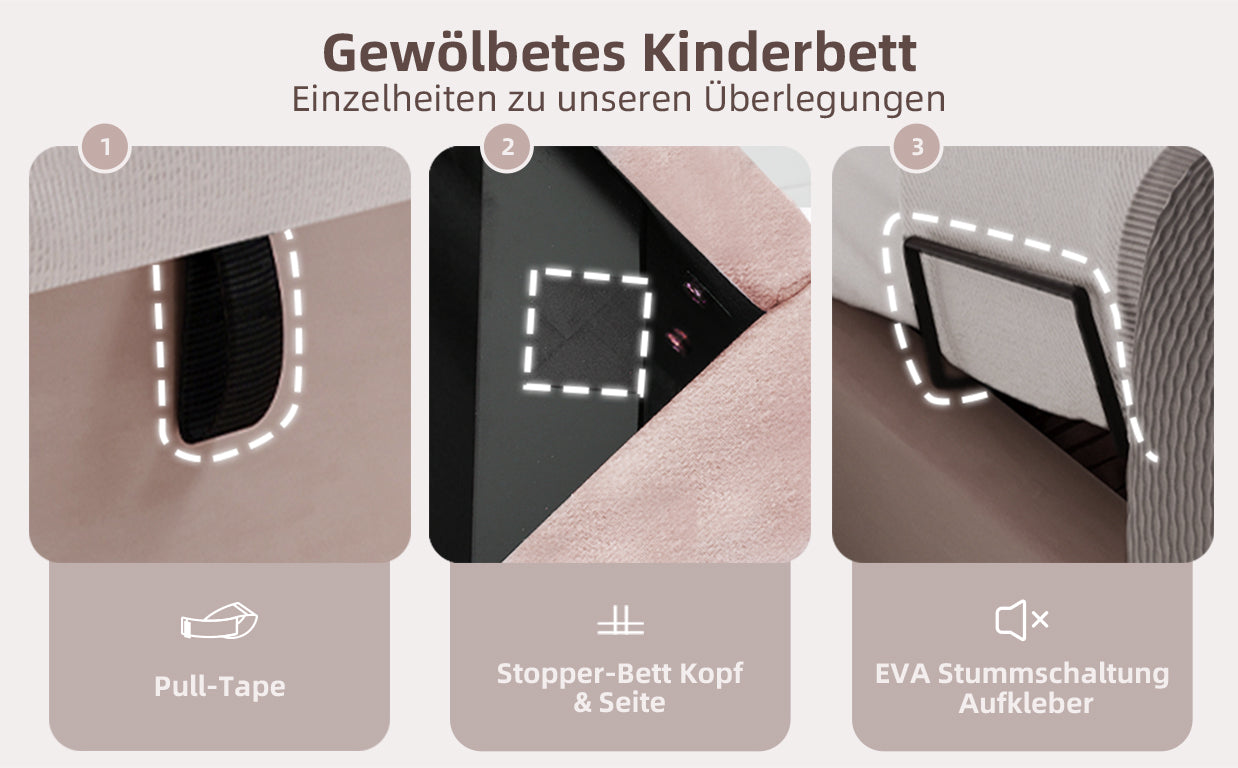 Logidon gestoffeerd bed kinderbed roze 90x200 cm met matras