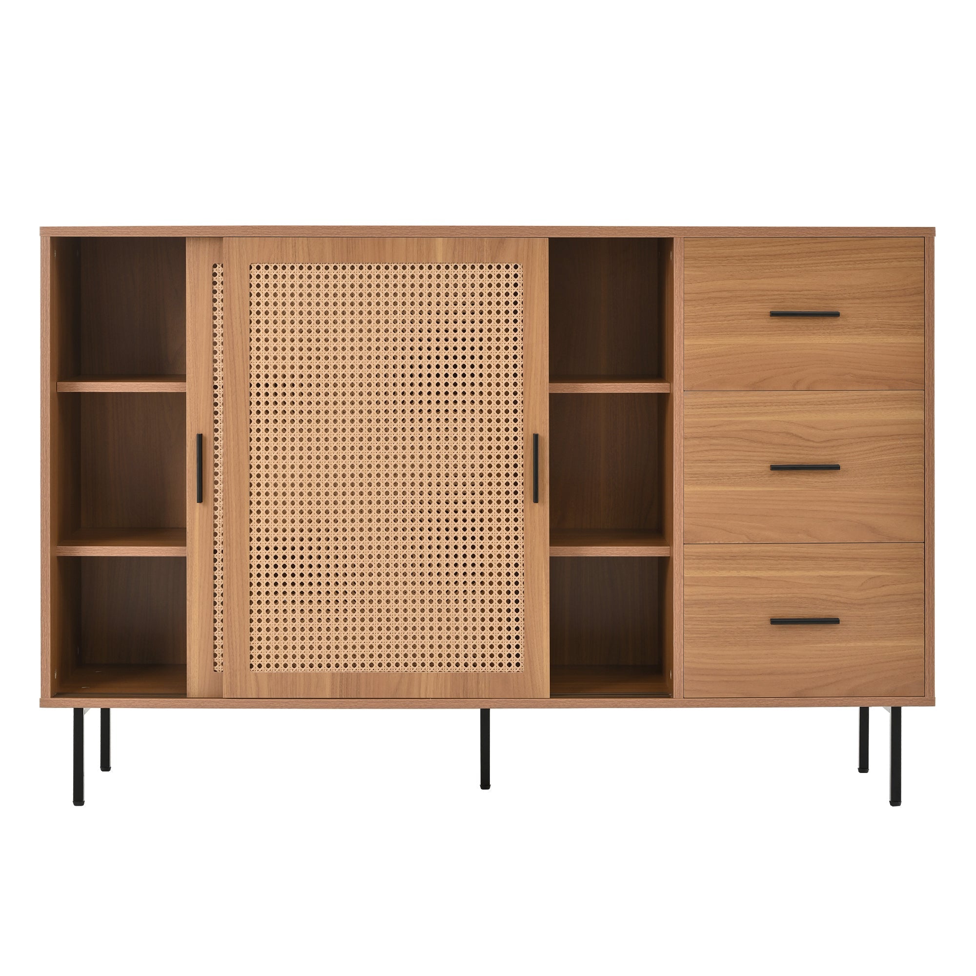Logidon dressoir naturel 140x37x91cm met 2 schuifdeuren en 3 lades