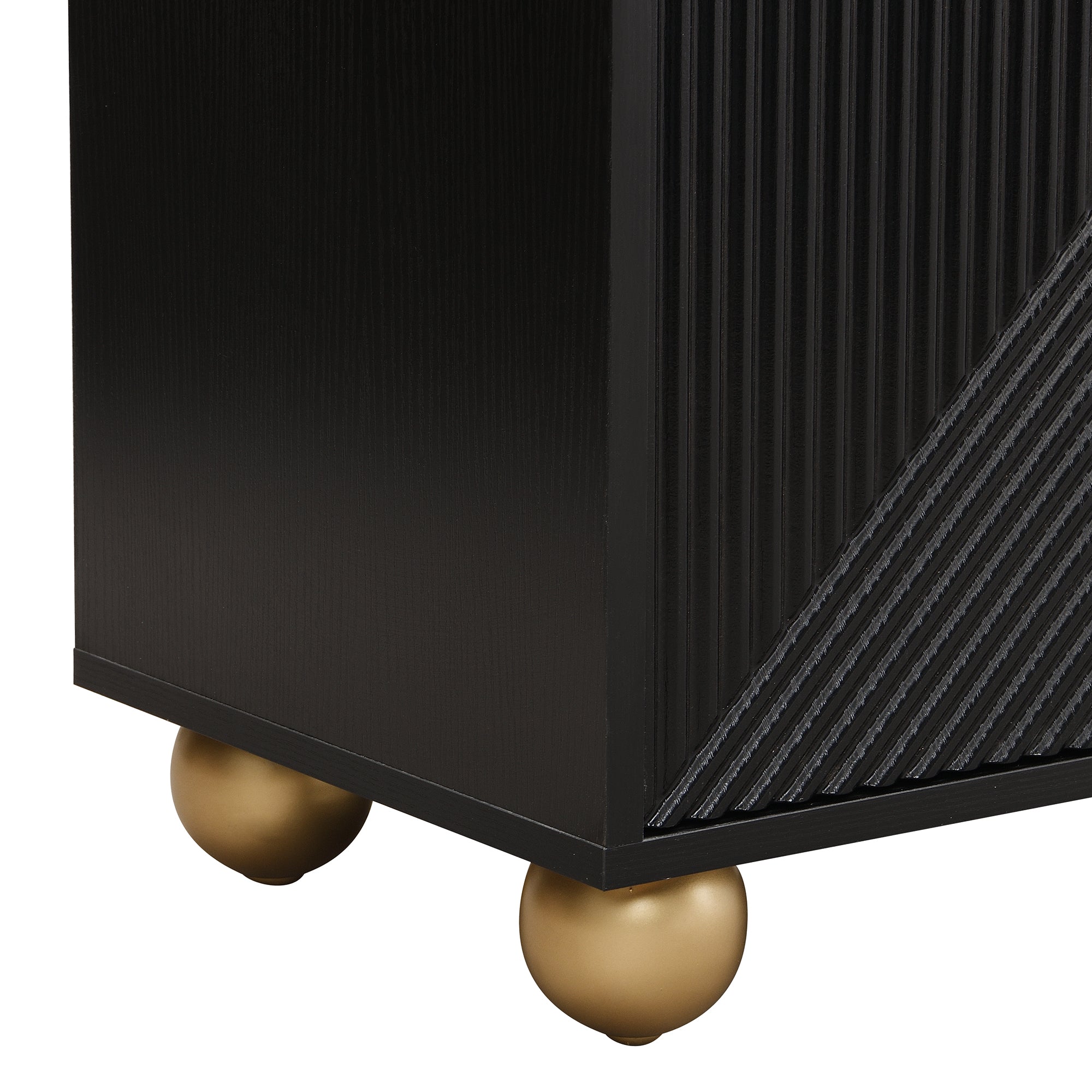 Logidon Dressoir 120 cm Zwart met Vier Deuren en Gouden Handgrepen