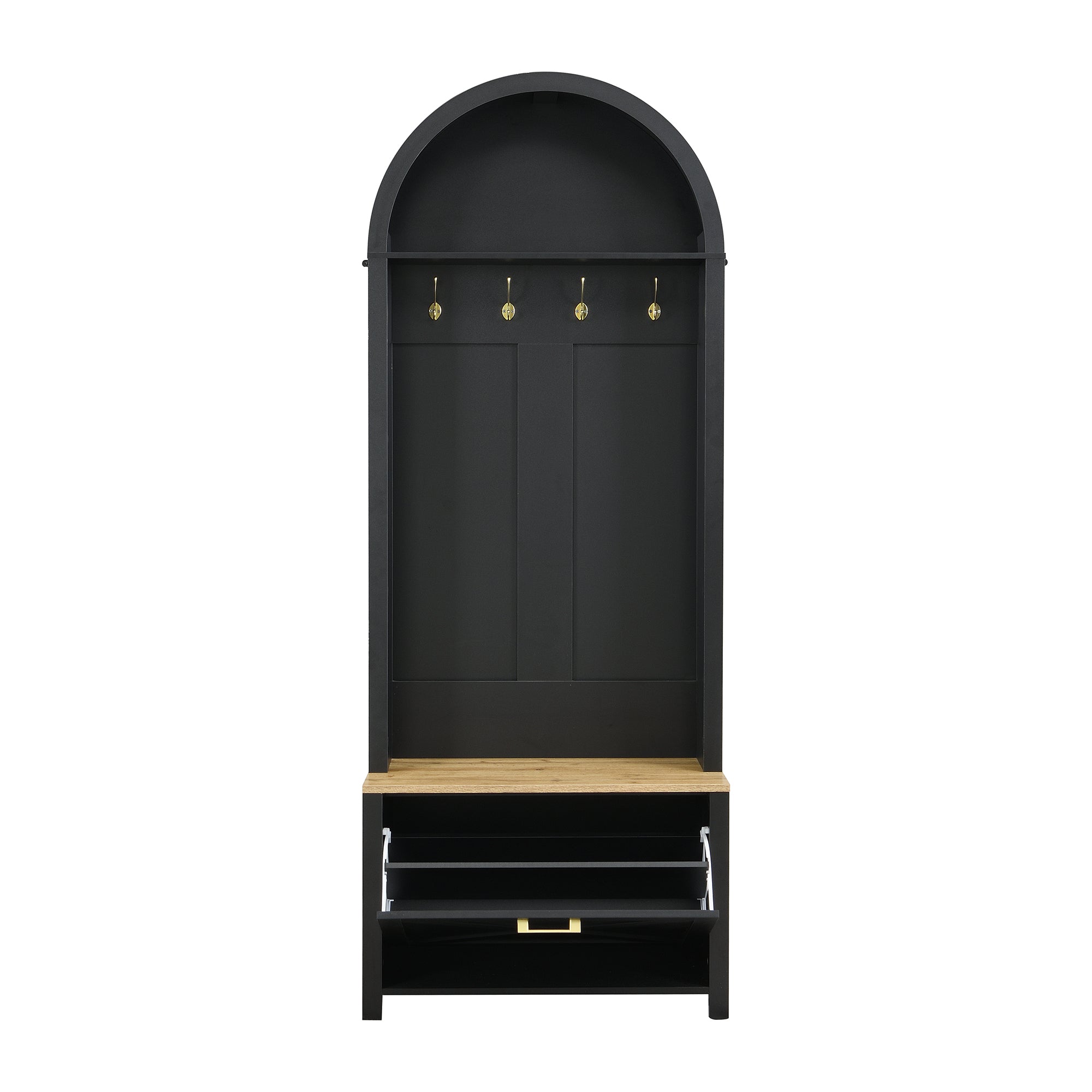 Logidon Garderobekast Zwart 75x35x195 cm Halboom met Schoenenrek