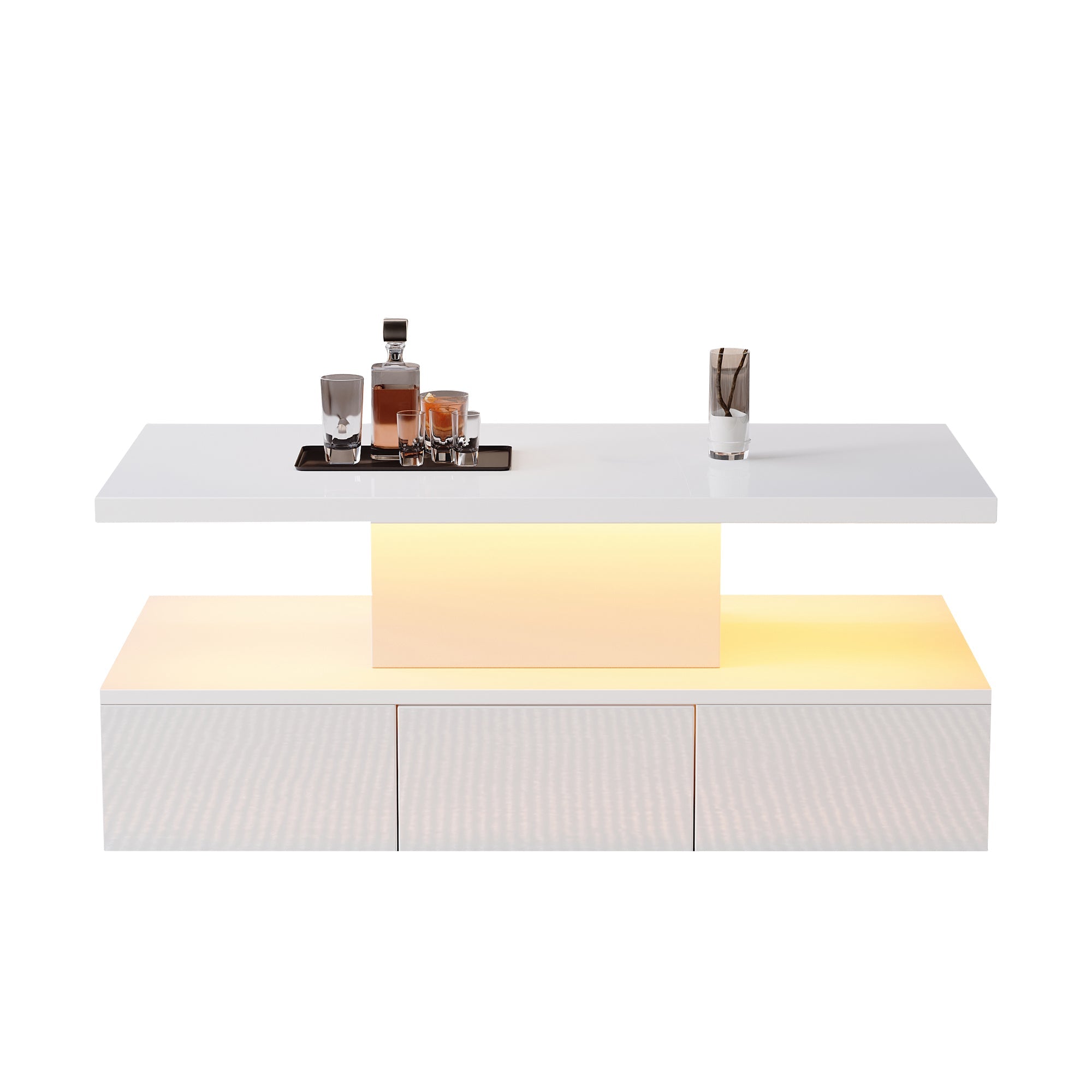 Logidon Salontafel met twee niveaus, witte LED-verlichting