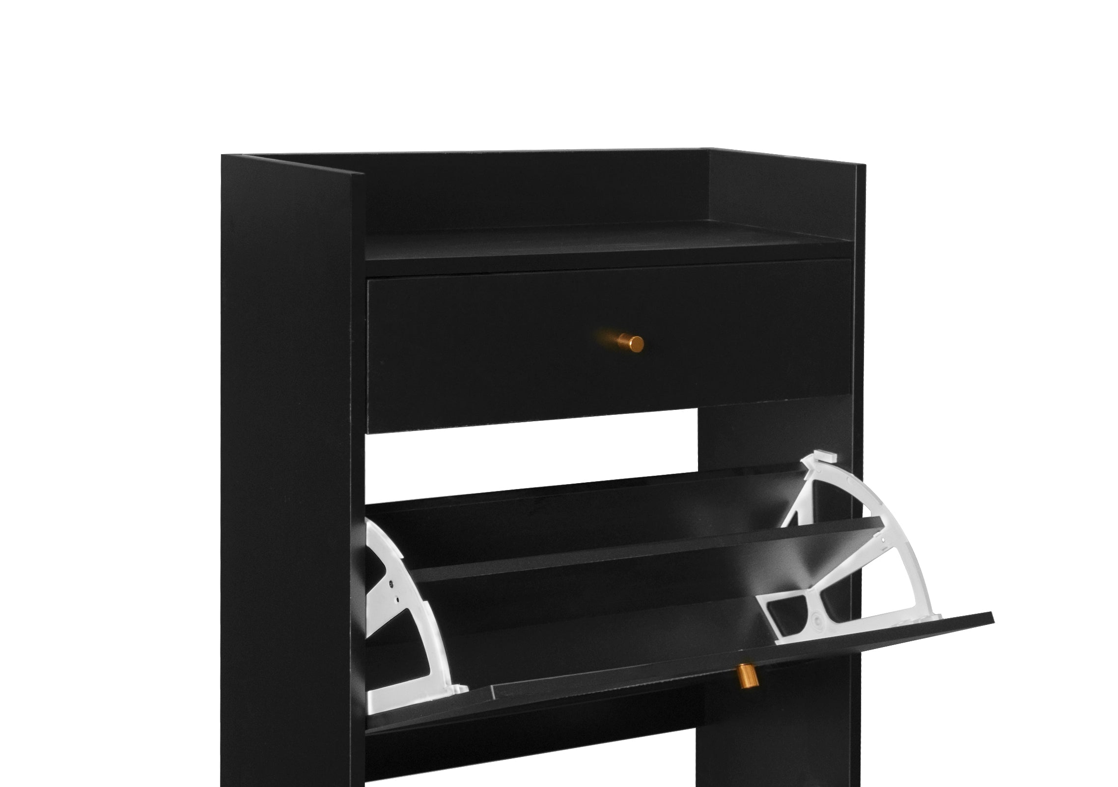 Logidon Schoenenkast Zwart Rotan Look Twee Deuren 60 cm Lengte