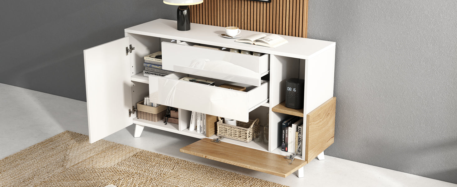 Logidon dressoir hoogglans wit 130x40x70 cm met opbergruimte