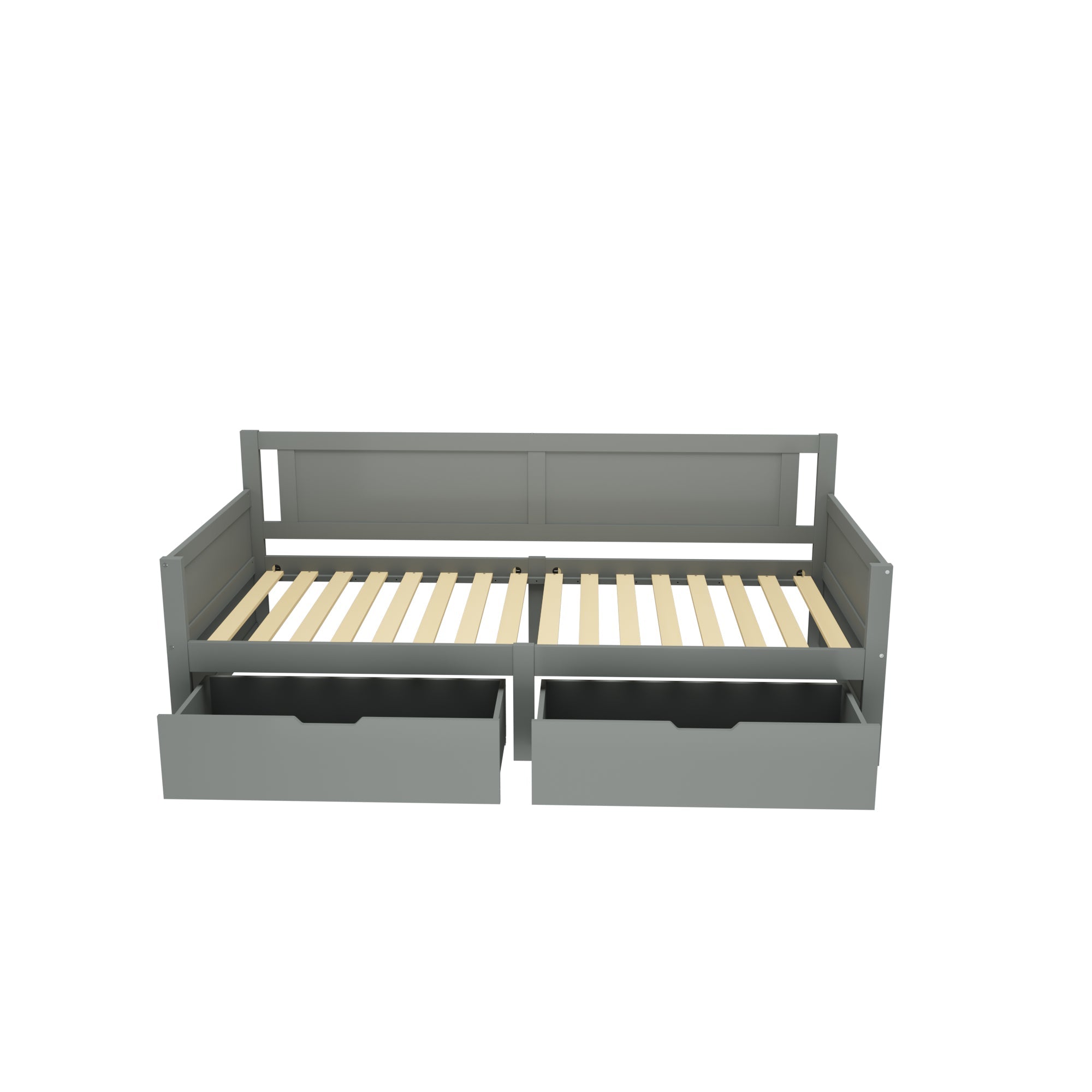 Logidon Sofa Bed 90x200 Gray With Two Storage Compartments Solid Wood Frame