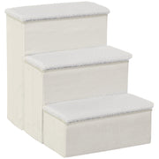 Logidon Dierentrap MDF Wit Opvouwbaar Drie treden met opbergruimte 40x54x48 cm