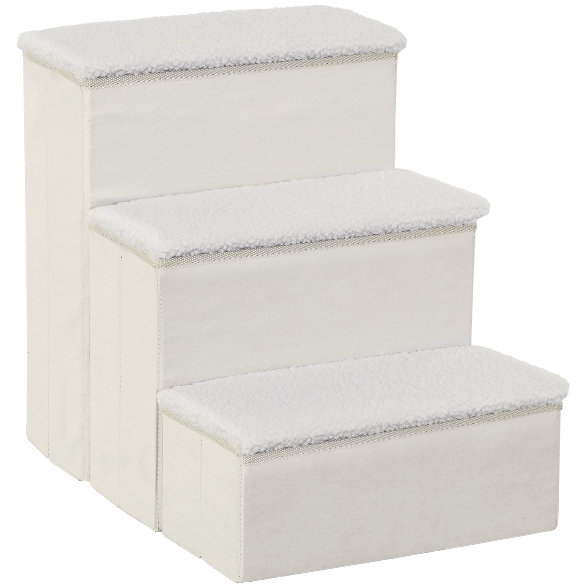 Logidon Dierentrap MDF Wit Opvouwbaar Drie treden met opbergruimte 40x54x48 cm