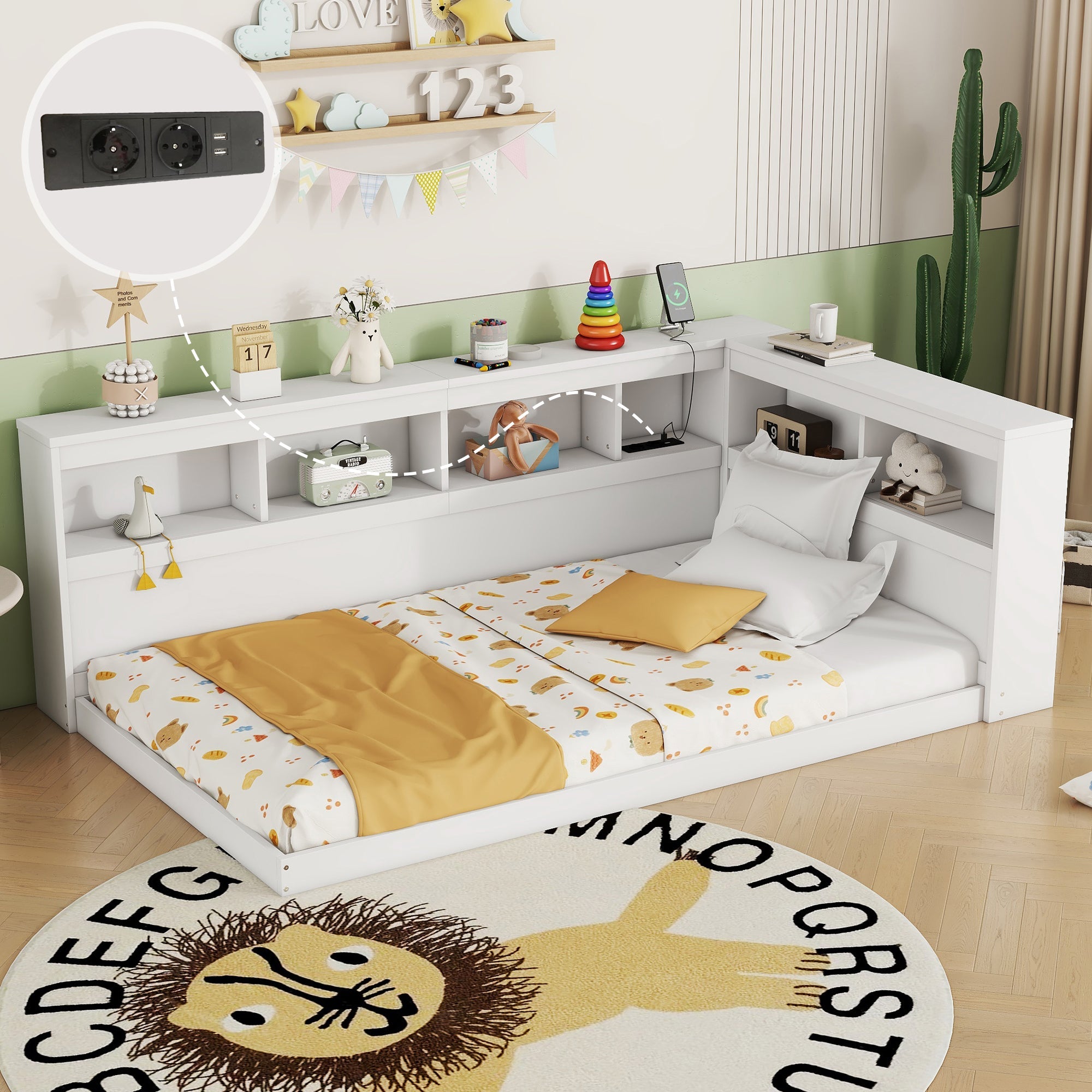 Logidon daybed 90x200 slaapbank lattenbodem stopcontact USB wit