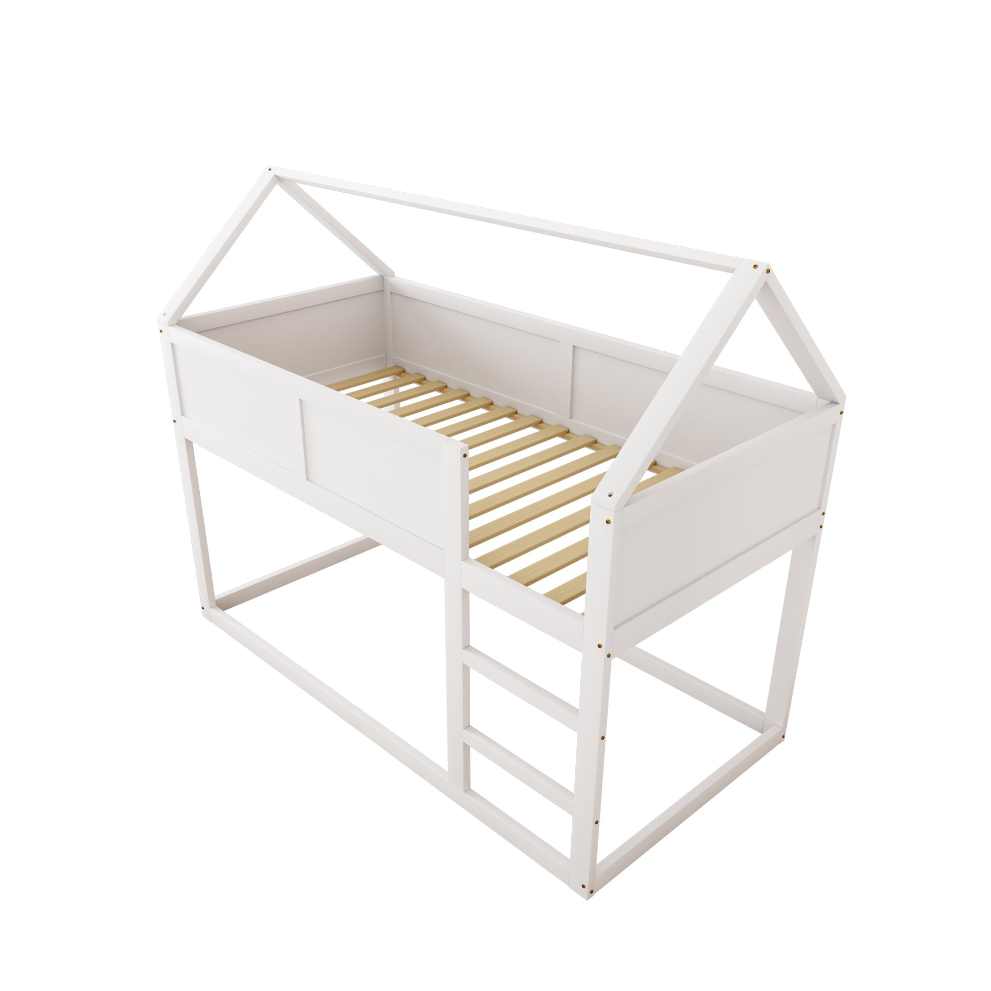 Logidon stapelbed kinderbed 90x200 cm wit met massief houten trap