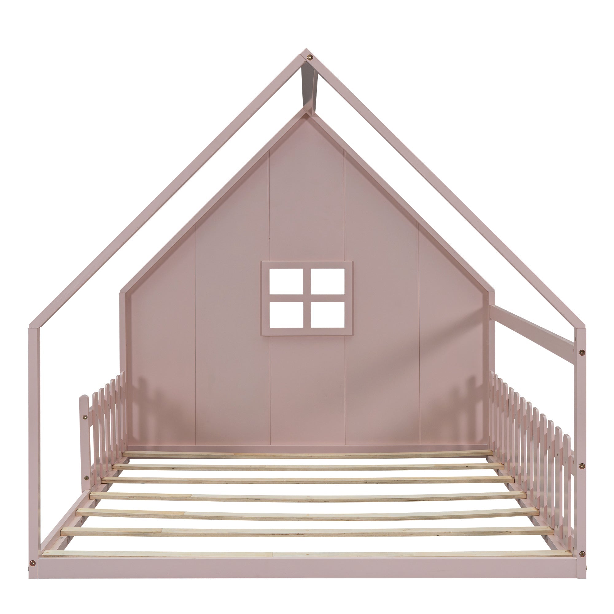 Logidon vlakbed 140x200 cm roze kinderbed met railing