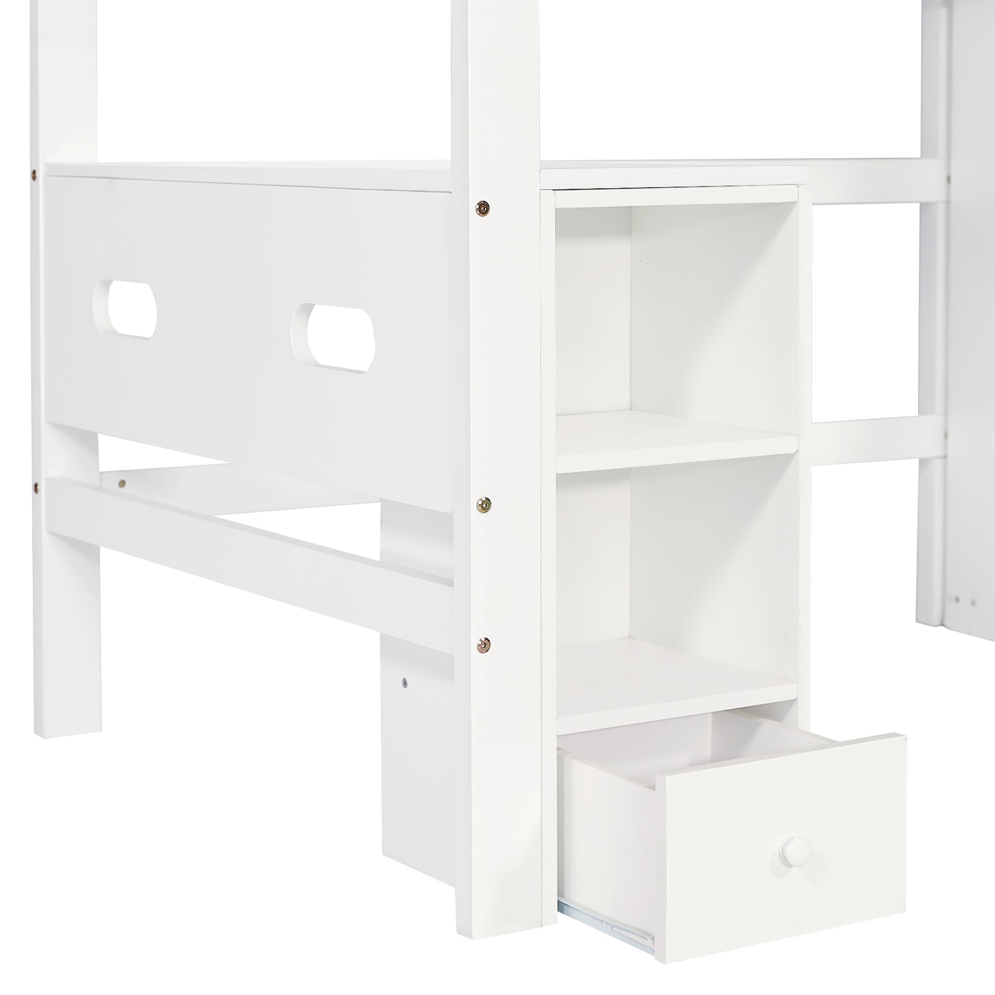Logidon stapelbed 90x200 cm wit met valbeveiliging tafelkast