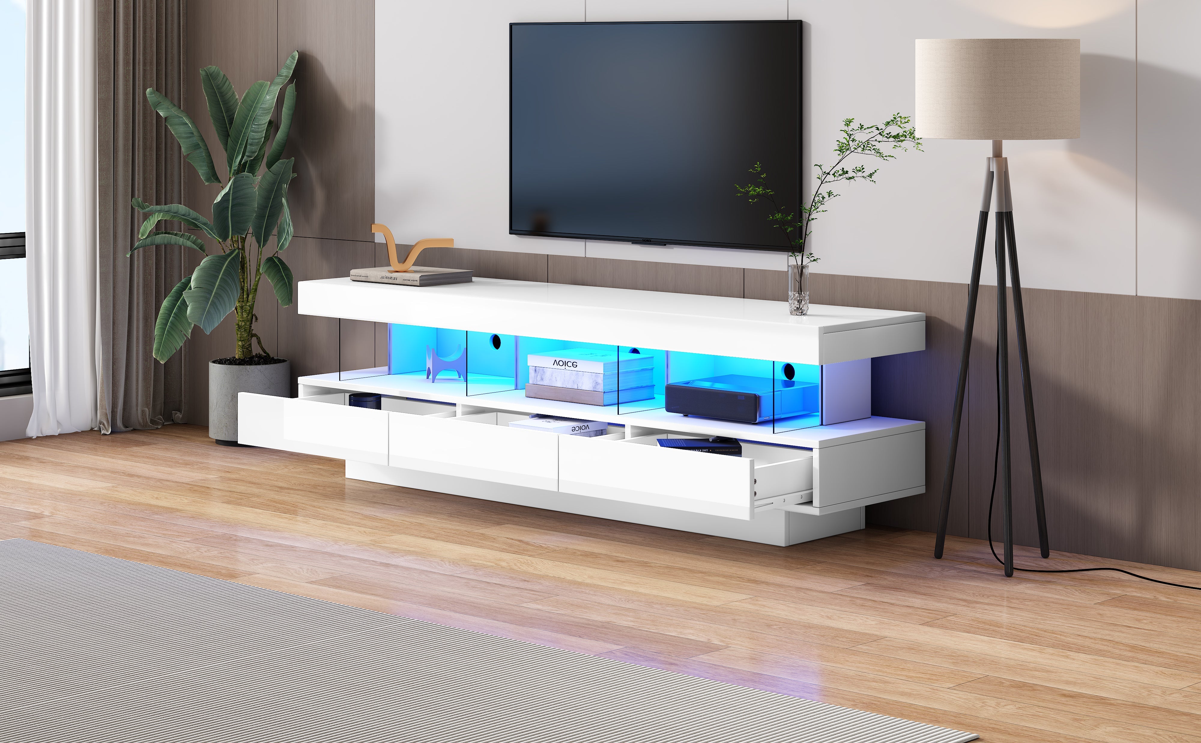 Logidon wit hoogglans TV-meubel 160 x 38 x 50,5 cm LED-verlichting
