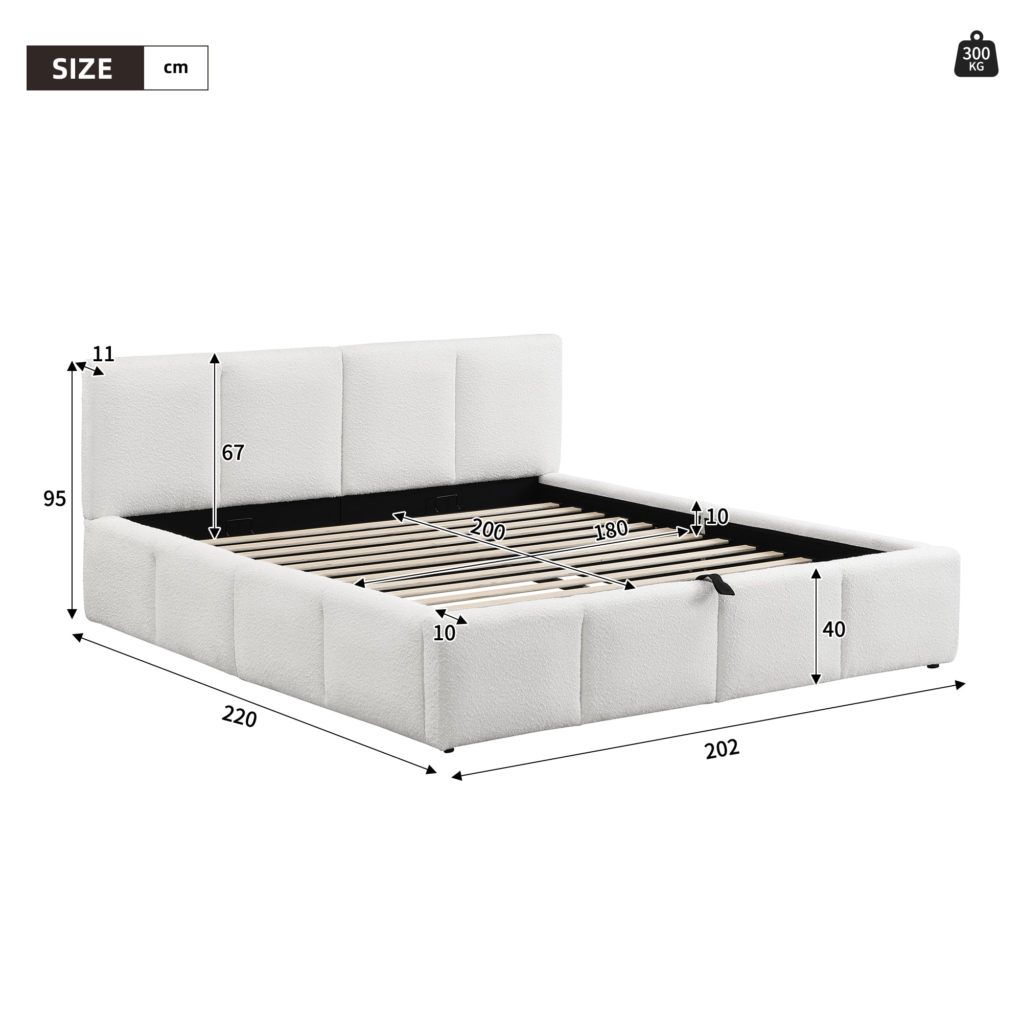Logidon gestoffeerd bed 180x200 hydraulisch functioneel bed met opbergruimte