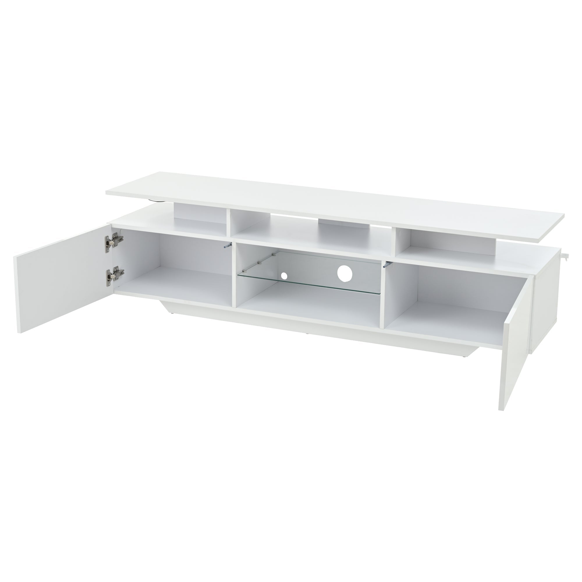 Logidon TV-meubel hoogglans wit 160 x 40 x 45 cm met LED lichtstrip glasplanken