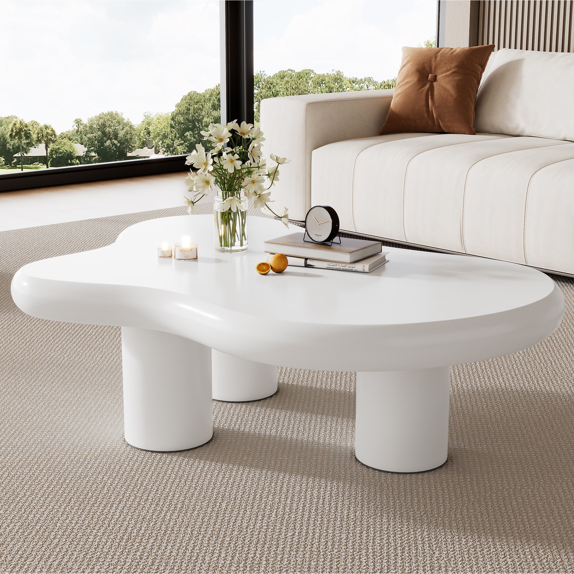 Logidon wolkvormige salontafel wit 97x67x32 cm MDF gelakt oppervlak