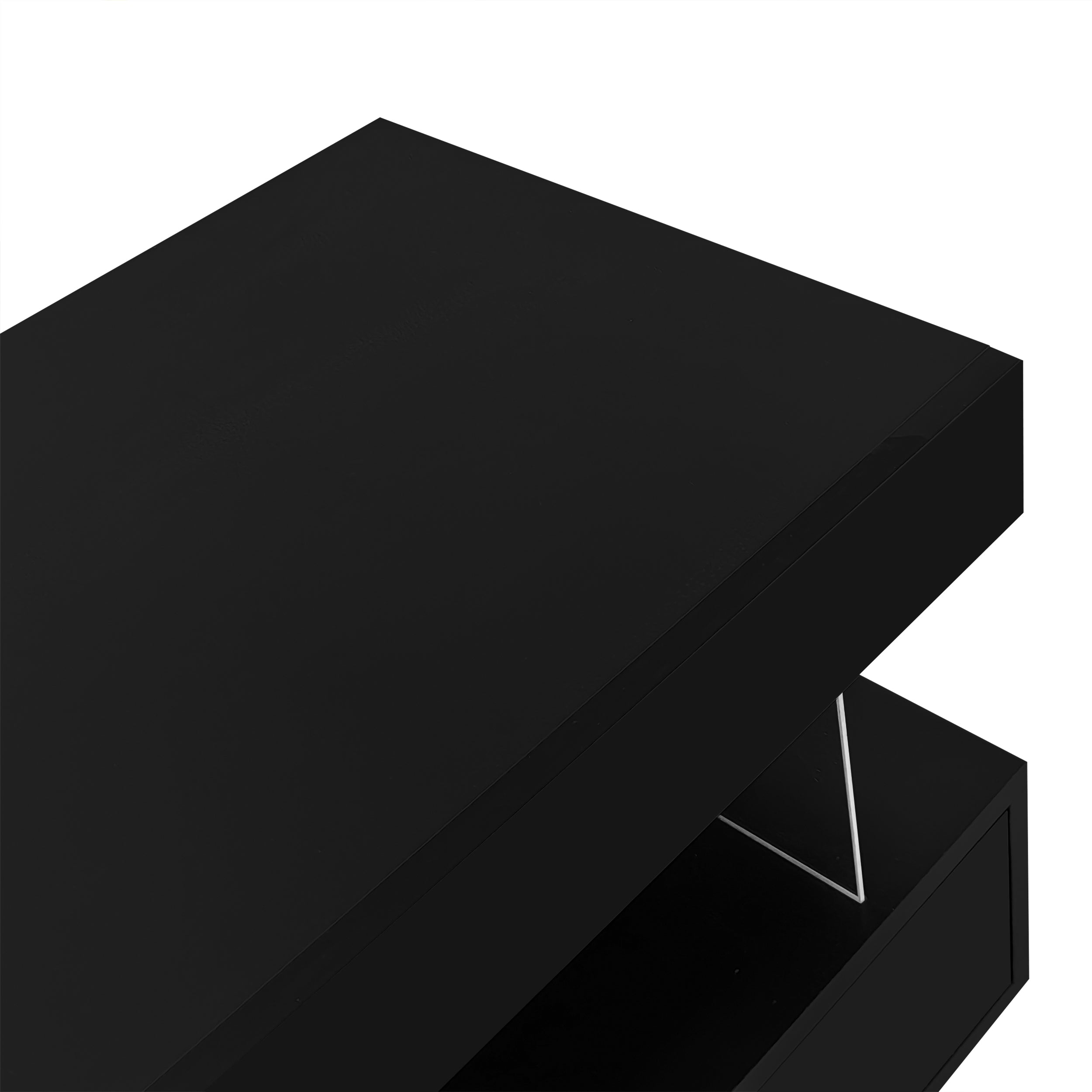 Logidon zwarte tv-standaard met glazen planken LED-app-bediening