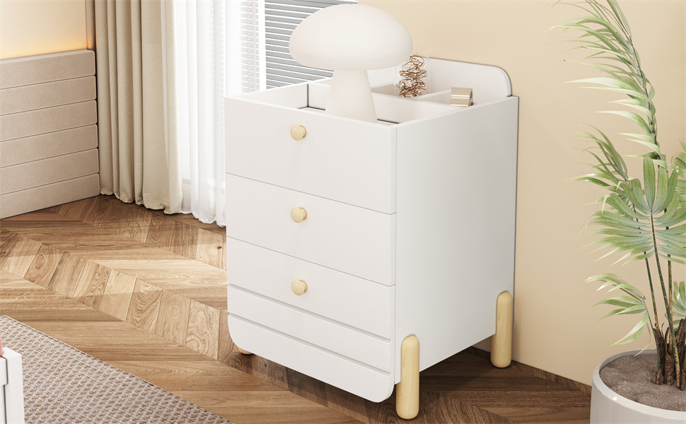 Logidon nachtkastje 3 lades wit houten poten elegant