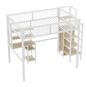 Logidon hoogslaper 140x200 met veiligheidsladder en computertafel wit