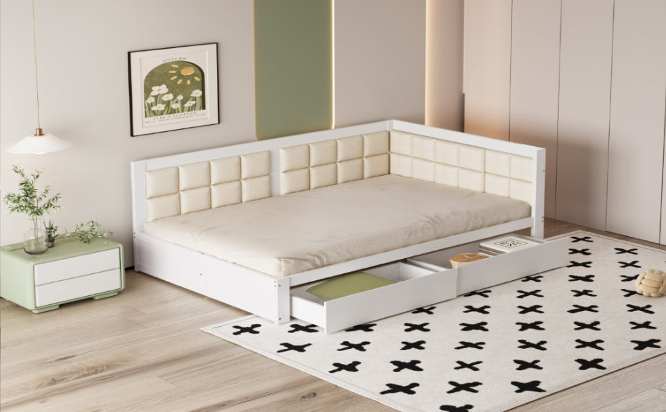 Logidon multifunctionele bedbank 140x200 wit met opbergruimte