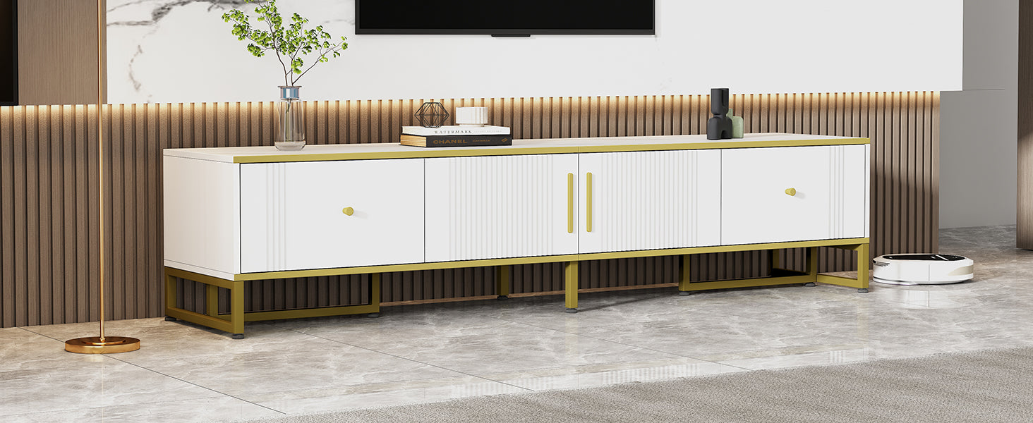 Logidon Elegant Wit TV-meubel 180x40x40 cm Gouden Trim