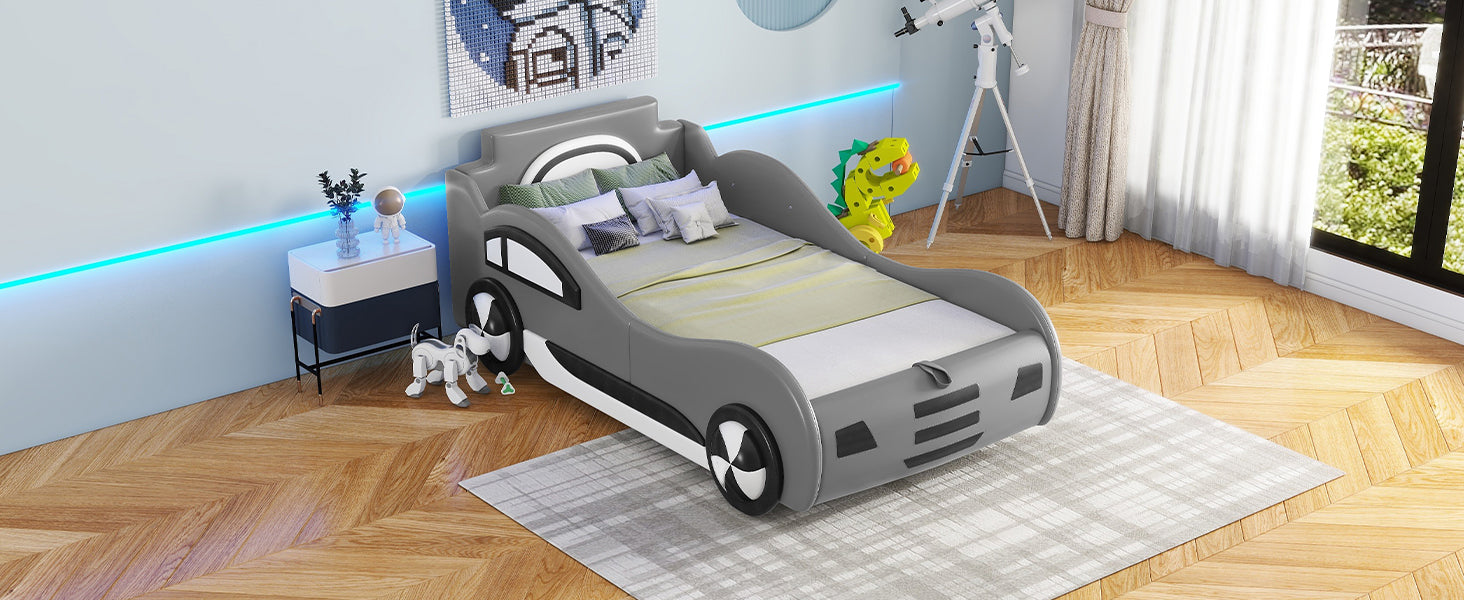 Logidon autobed 90x200 cm grijs met opbergruimte onder het bed