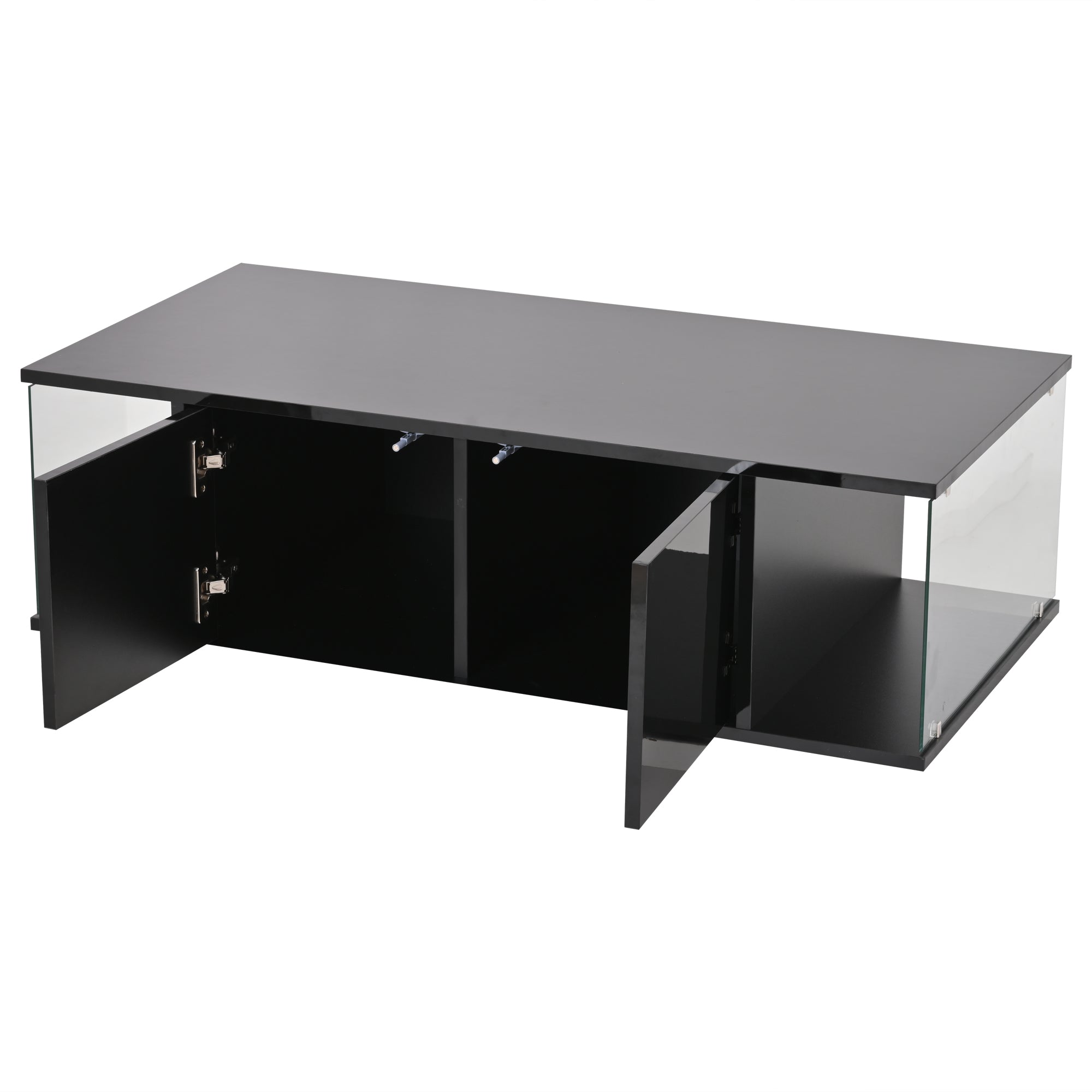 Logidon salontafel 100x50x30 cm zwart hoogglans LED 2 kasten
