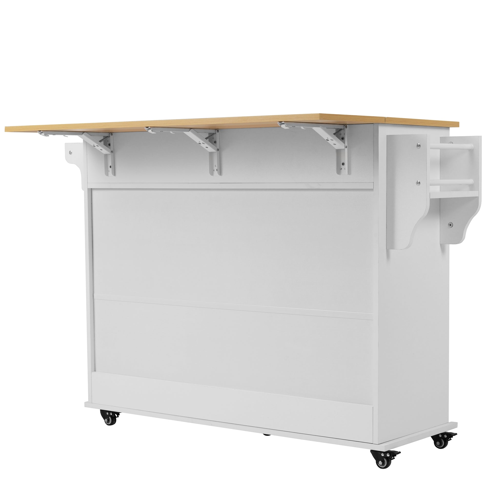 Logidon Dining Room Trolley Sideboard with Folding Table White/Natural Wood