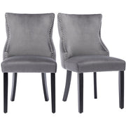 Logidon Eettafelstoel set van 2 fluweelgrijs moderne fluwelen bekleding