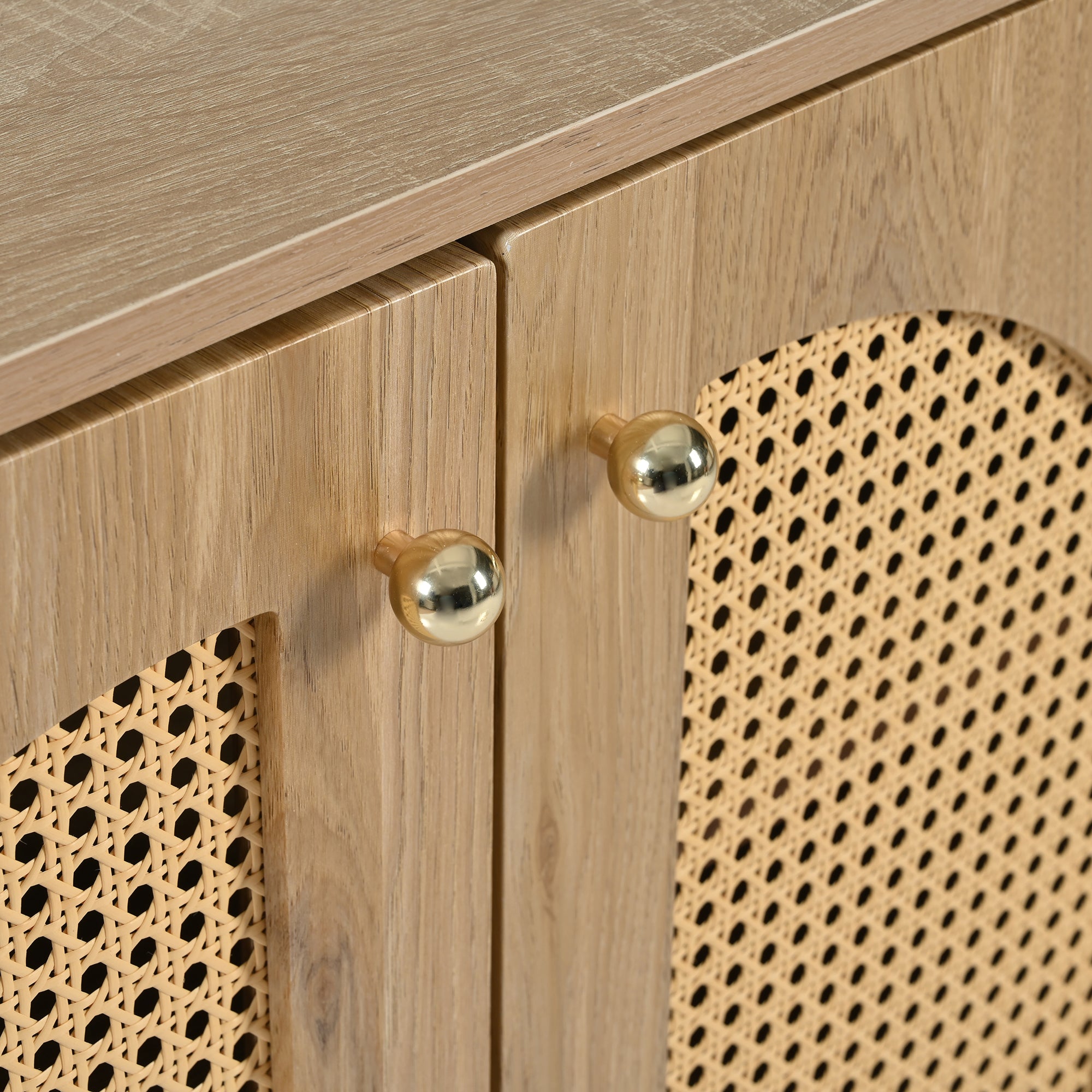 Logidon Dressoir 145x40x80 cm met vier rotan deuren natuurlijk hout