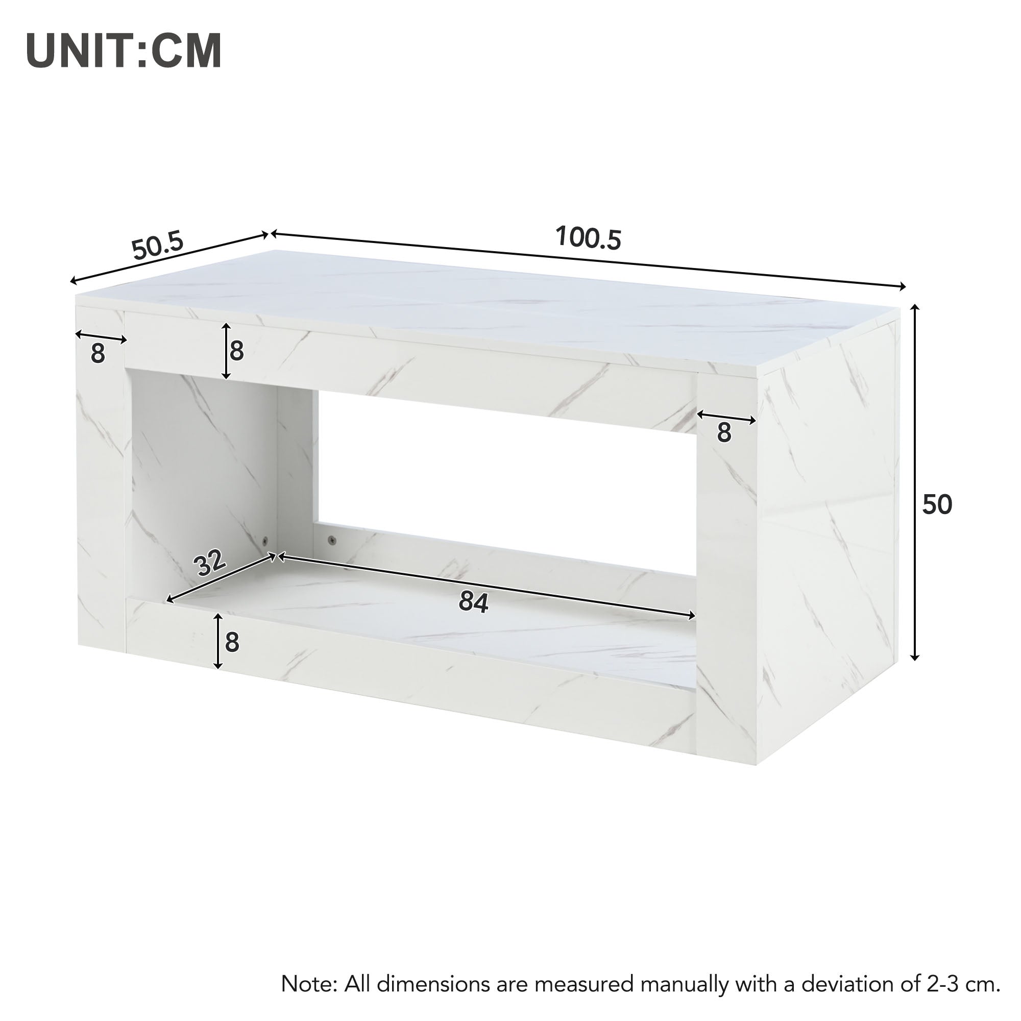 Logidon LED salontafel wit hoogglans marmer effect met afstandsbediening